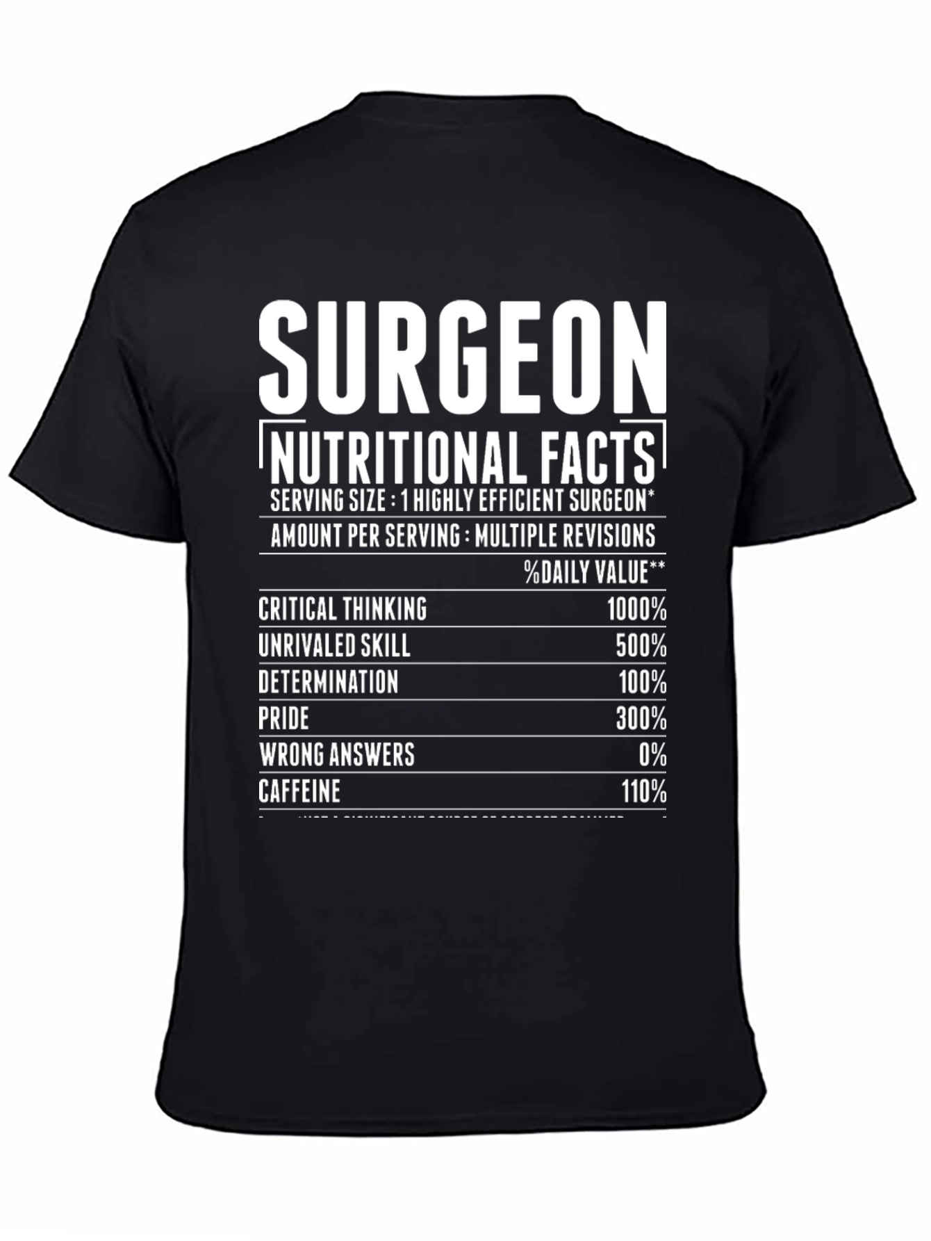 Surgeon Nutritional Facts Graphic Tee