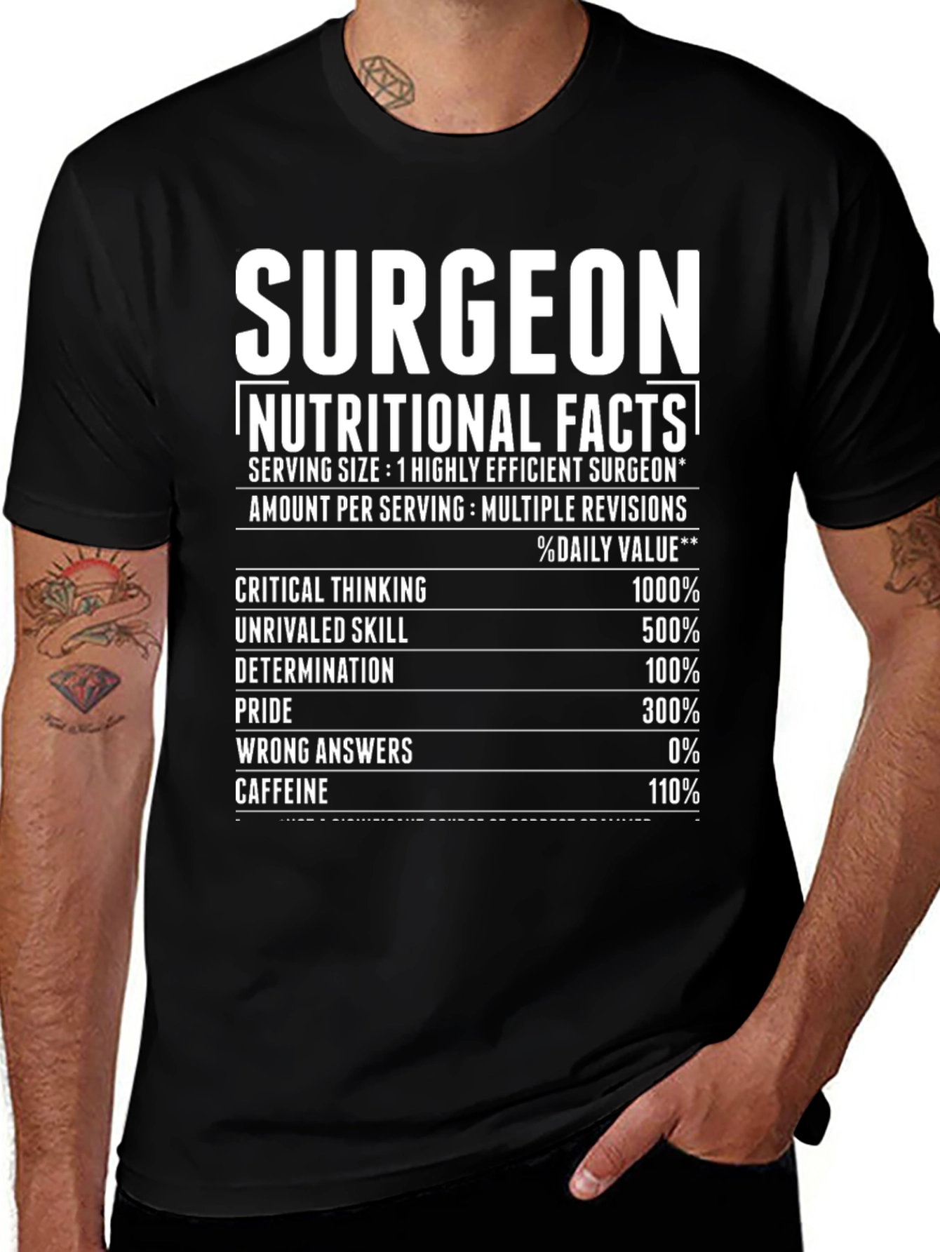 Surgeon Nutritional Facts Graphic Tee