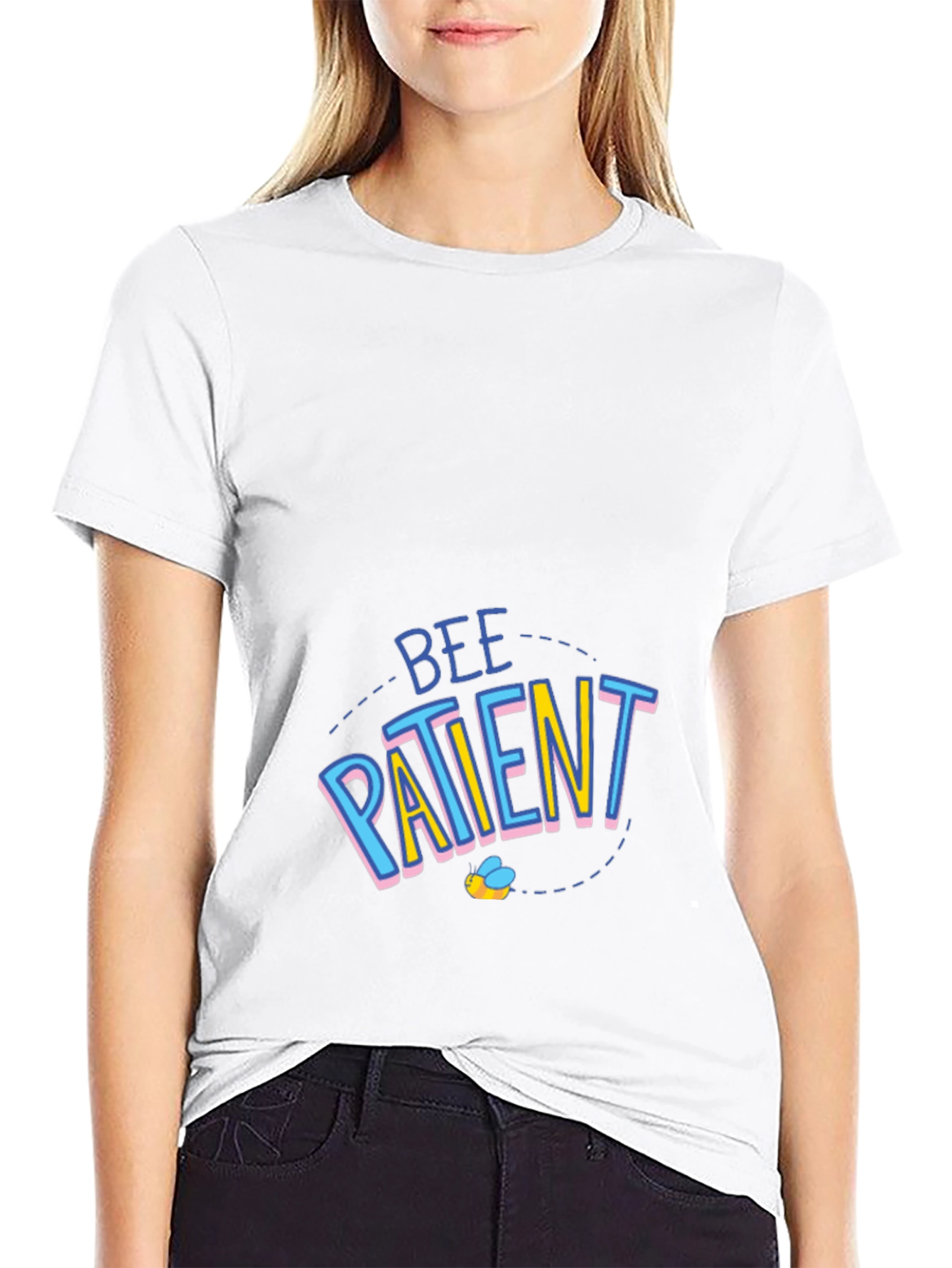 Bee Patient Graphic Tee - Black Cotton T-Shirt