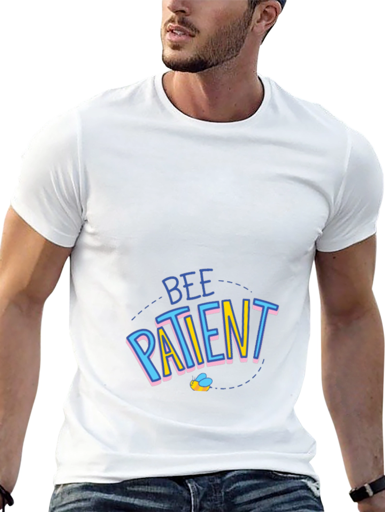 Bee Patient Graphic Tee - Black Cotton T-Shirt