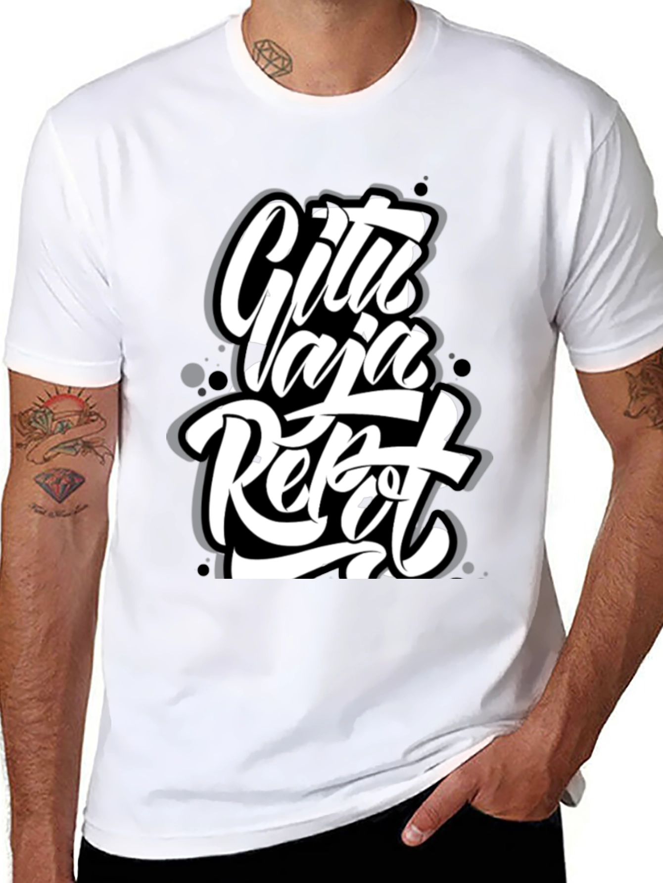 Urban Style Graphic Tee - Cita Yaja Repot Black