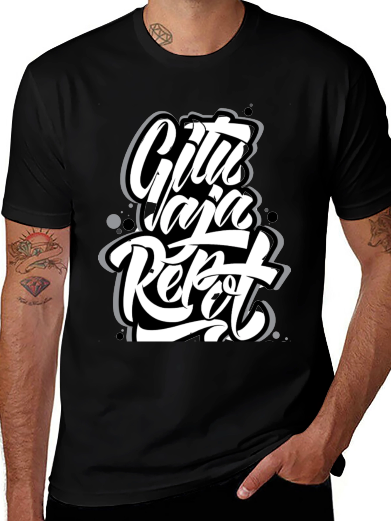 Urban Style Graphic Tee - Cita Yaja Repot Black