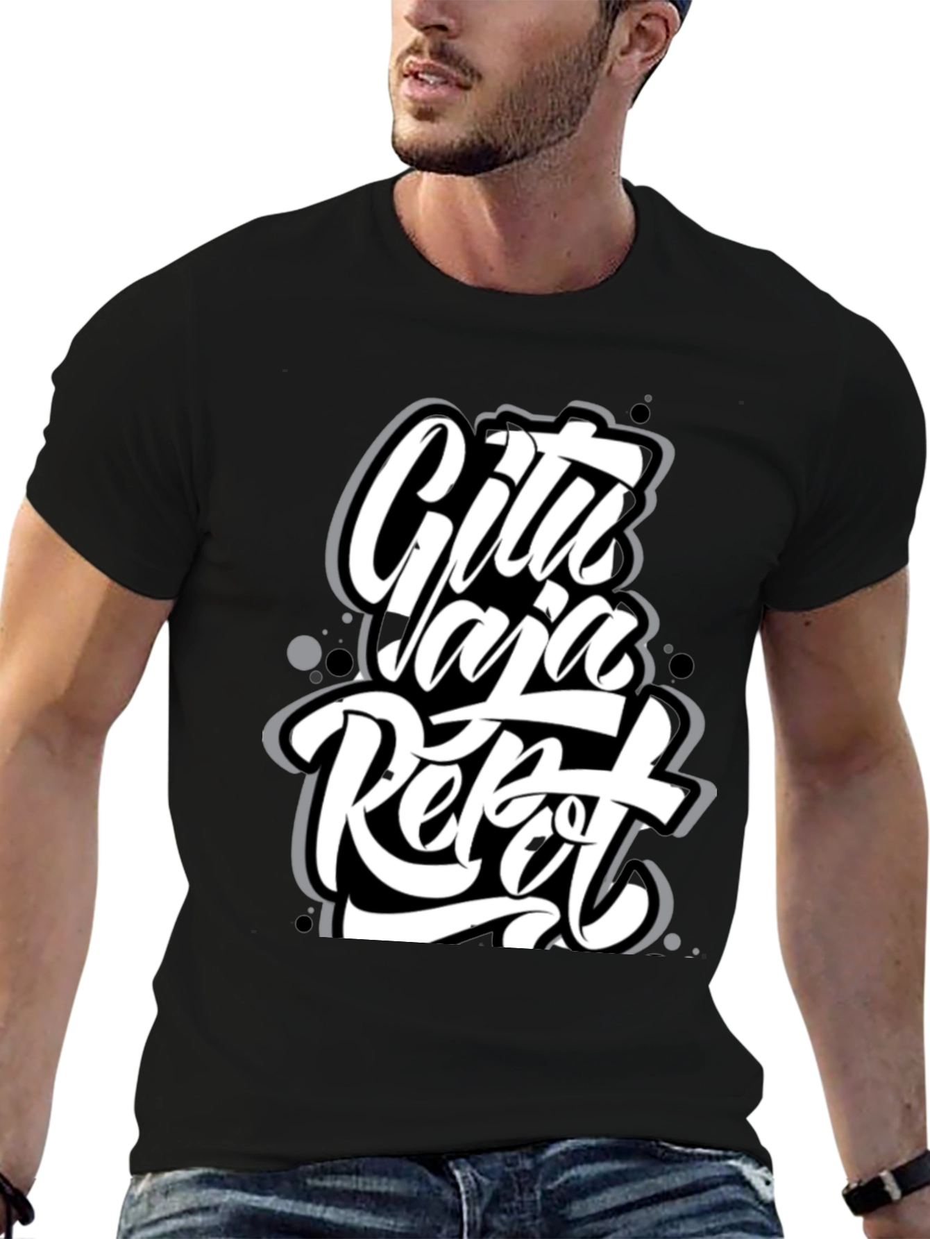 Urban Style Graphic Tee - Cita Yaja Repot Black