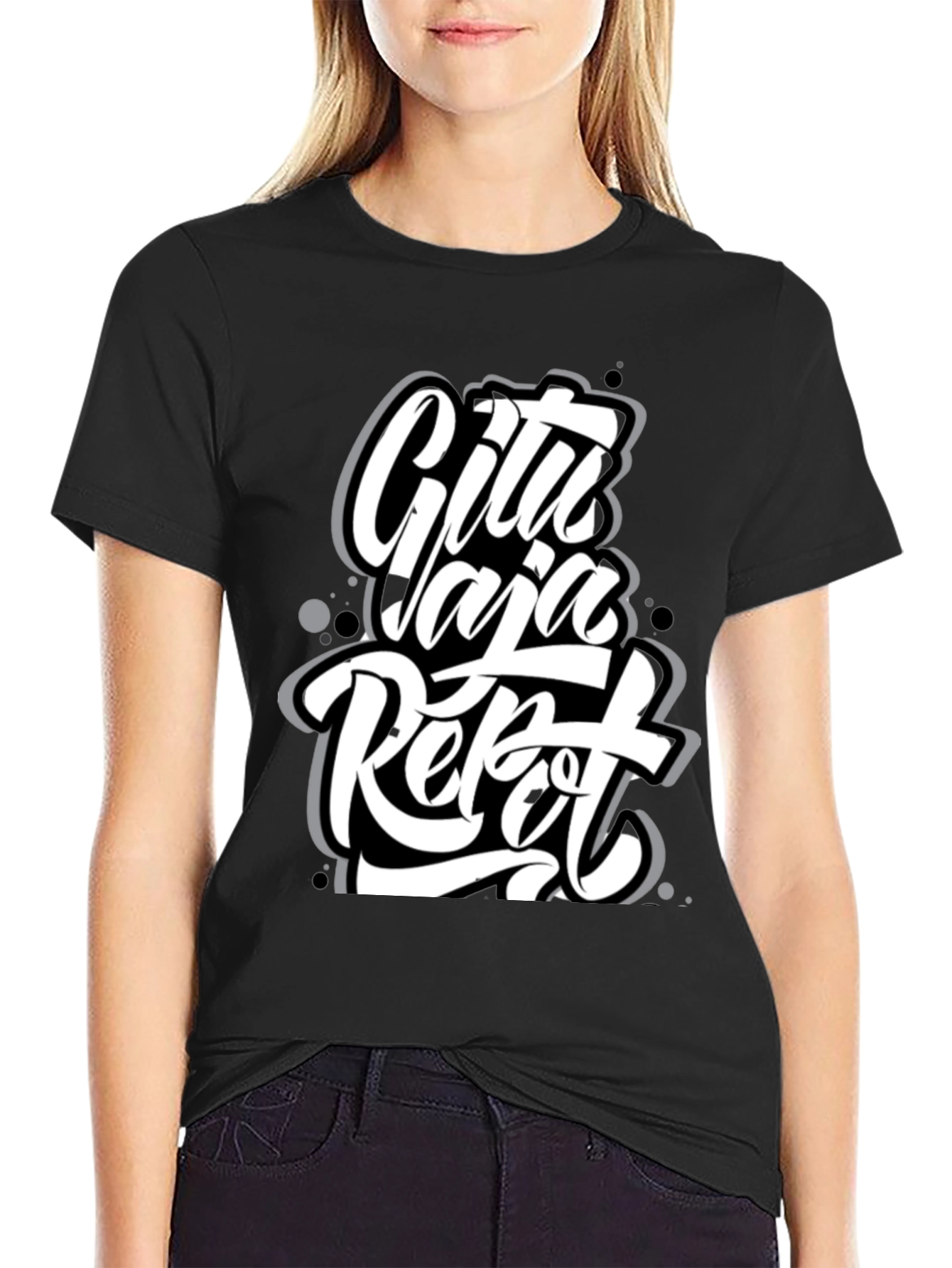 Urban Style Graphic Tee - Cita Yaja Repot Black
