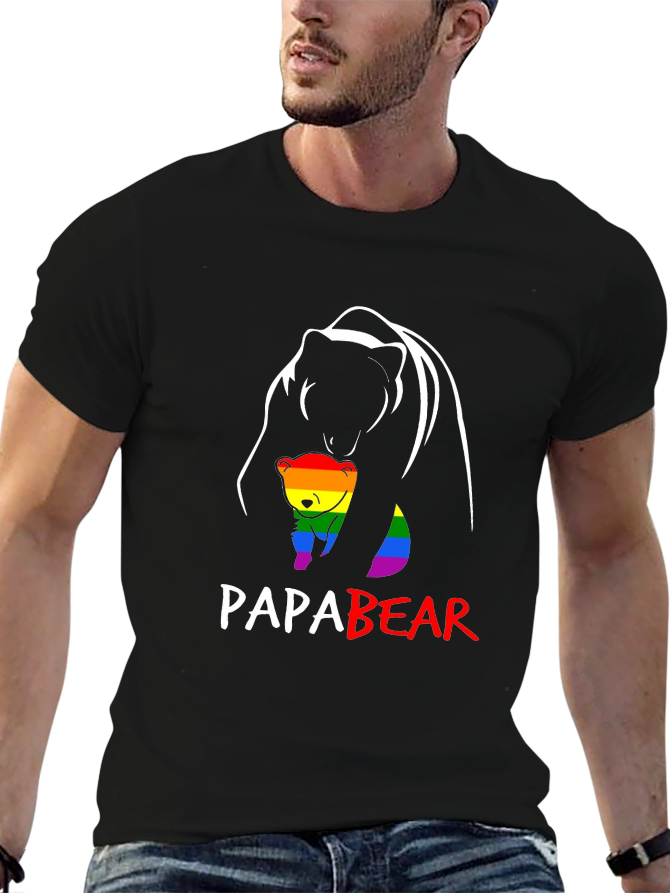 Papa Bear Pride T-Shirt LGBT Gay Family Love Tee