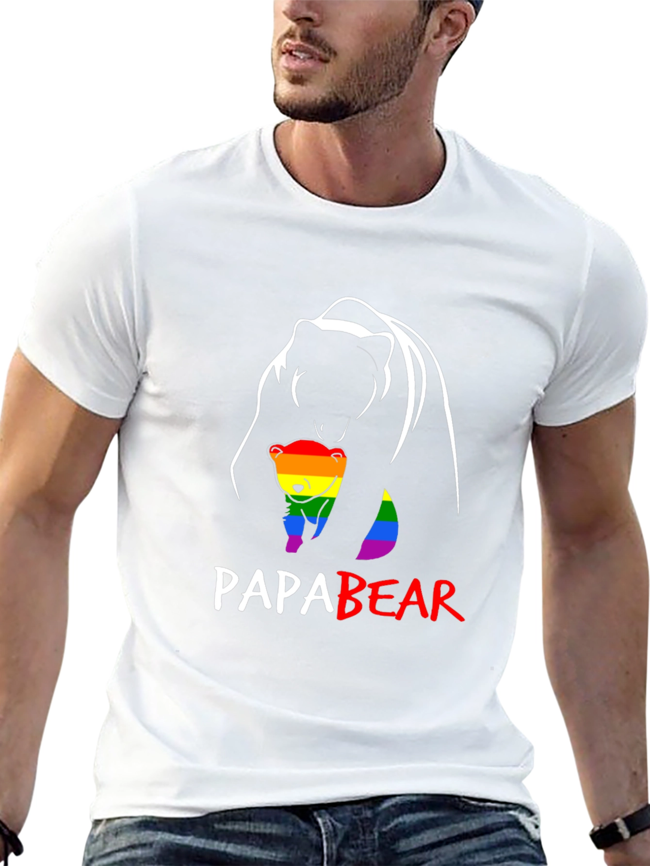 Papa Bear Pride T-Shirt LGBT Gay Family Love Tee