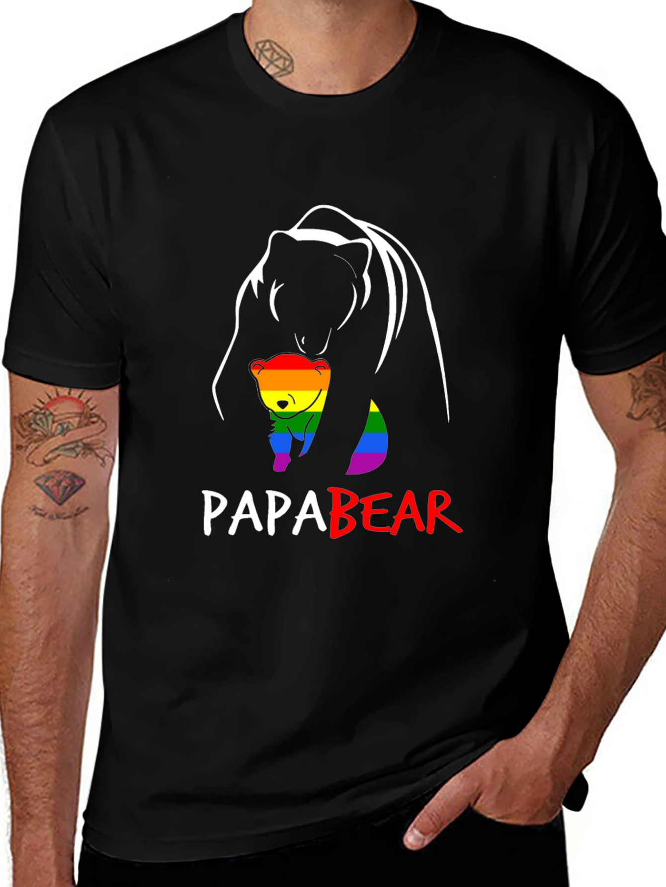 Papa Bear Pride T-Shirt LGBT Gay Family Love Tee