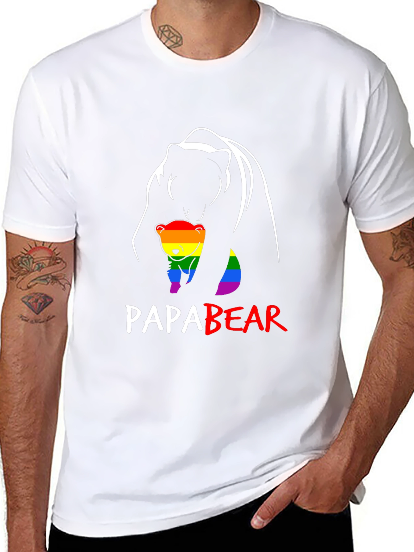 Papa Bear Pride T-Shirt LGBT Gay Family Love Tee