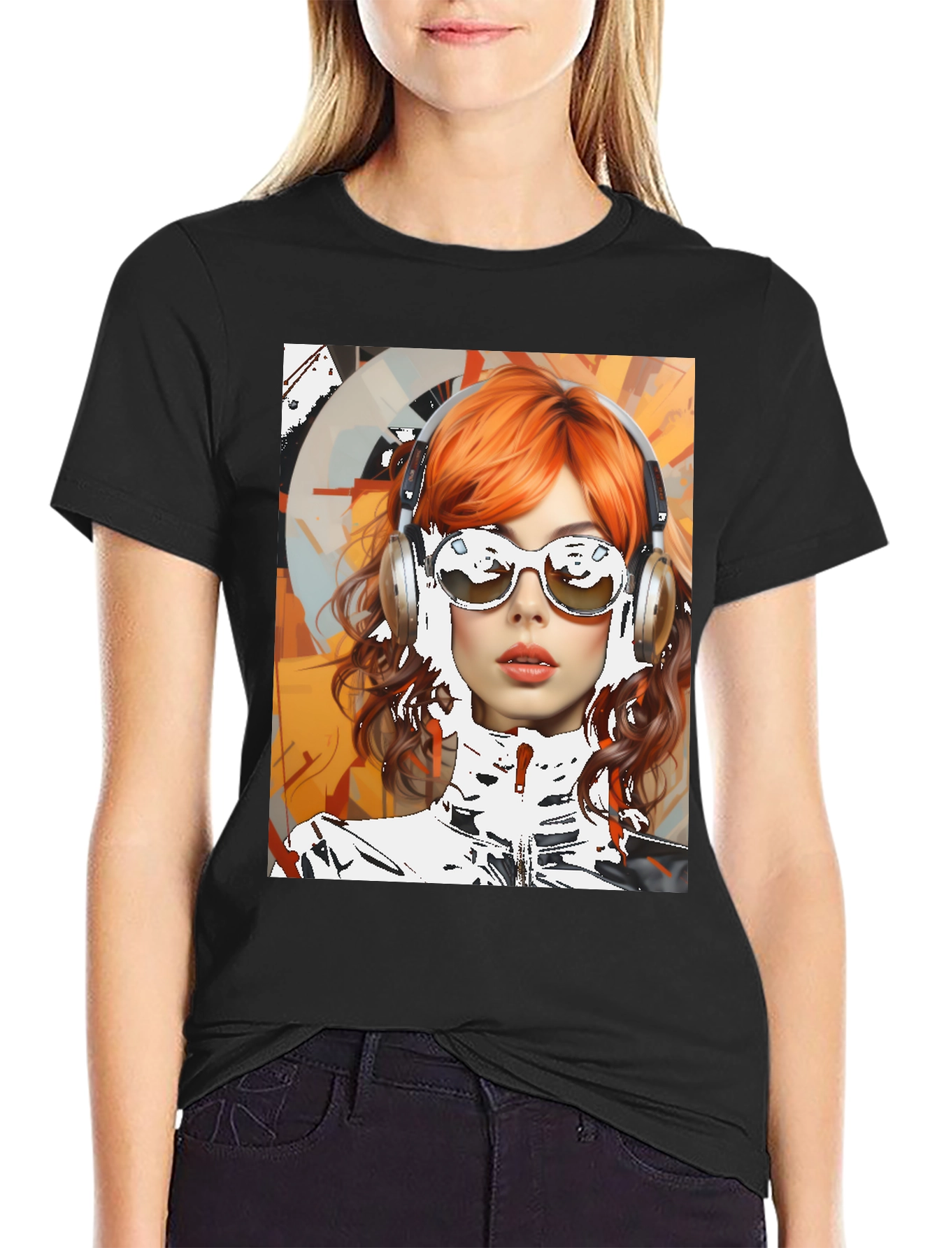Retro Girl Graphic Tee - Modern Art Style