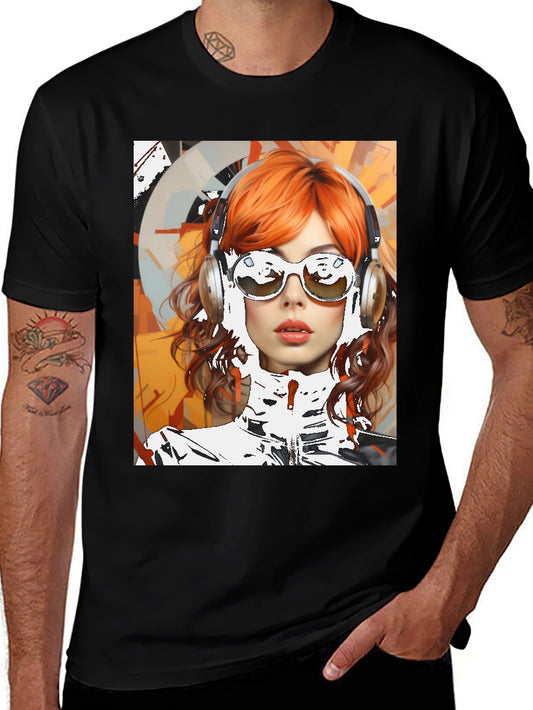 Retro Girl Graphic Tee - Modern Art Style