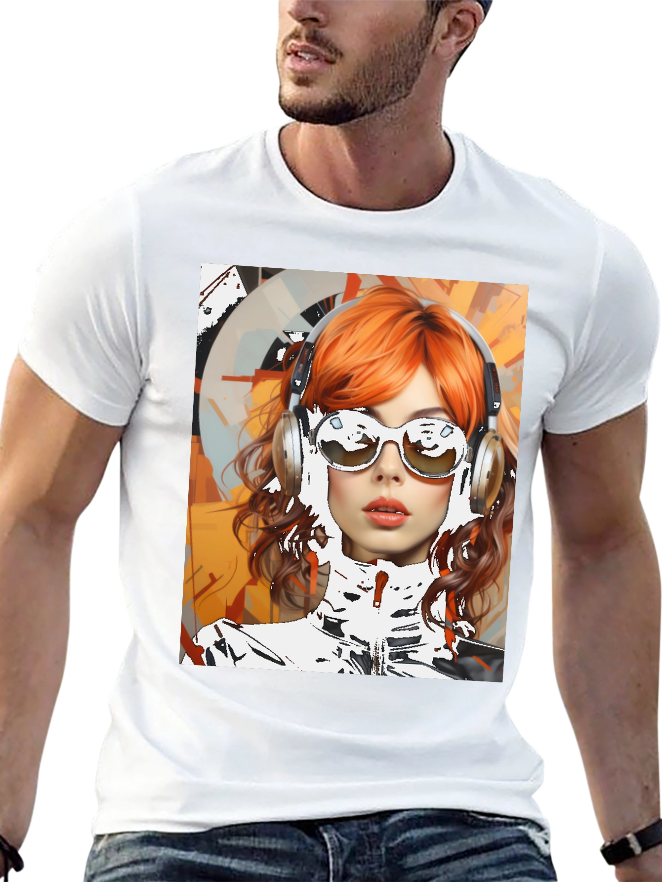 Retro Girl Graphic Tee - Modern Art Style