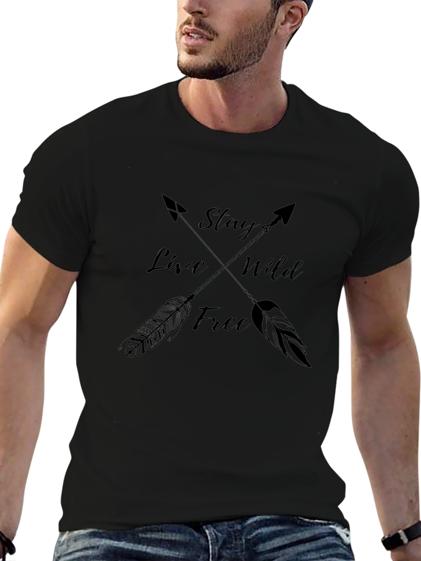 Stay Wild Arrows Graphic Tee - Black