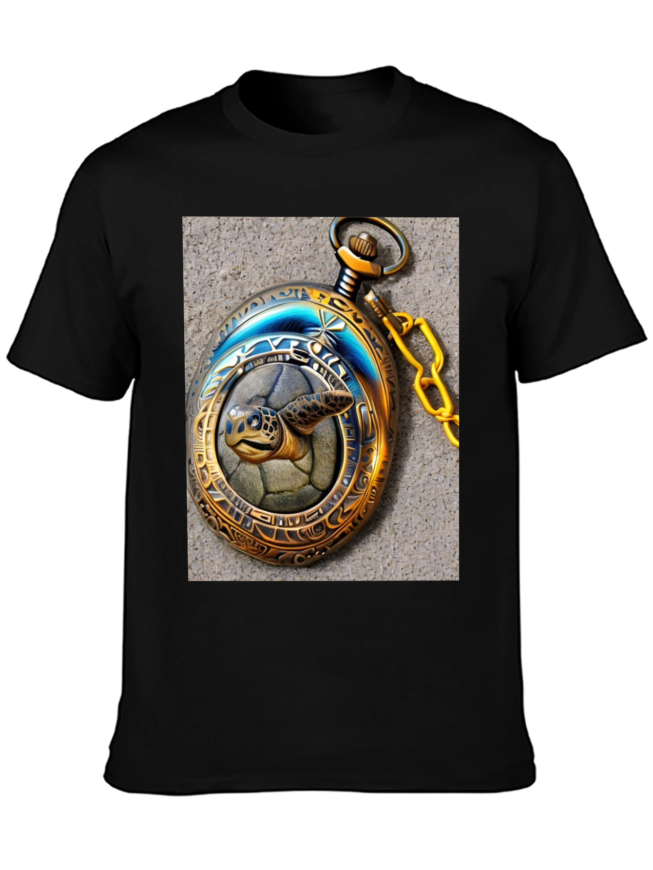 Turtle Time: Unique Pocket Watch Graphic Tee