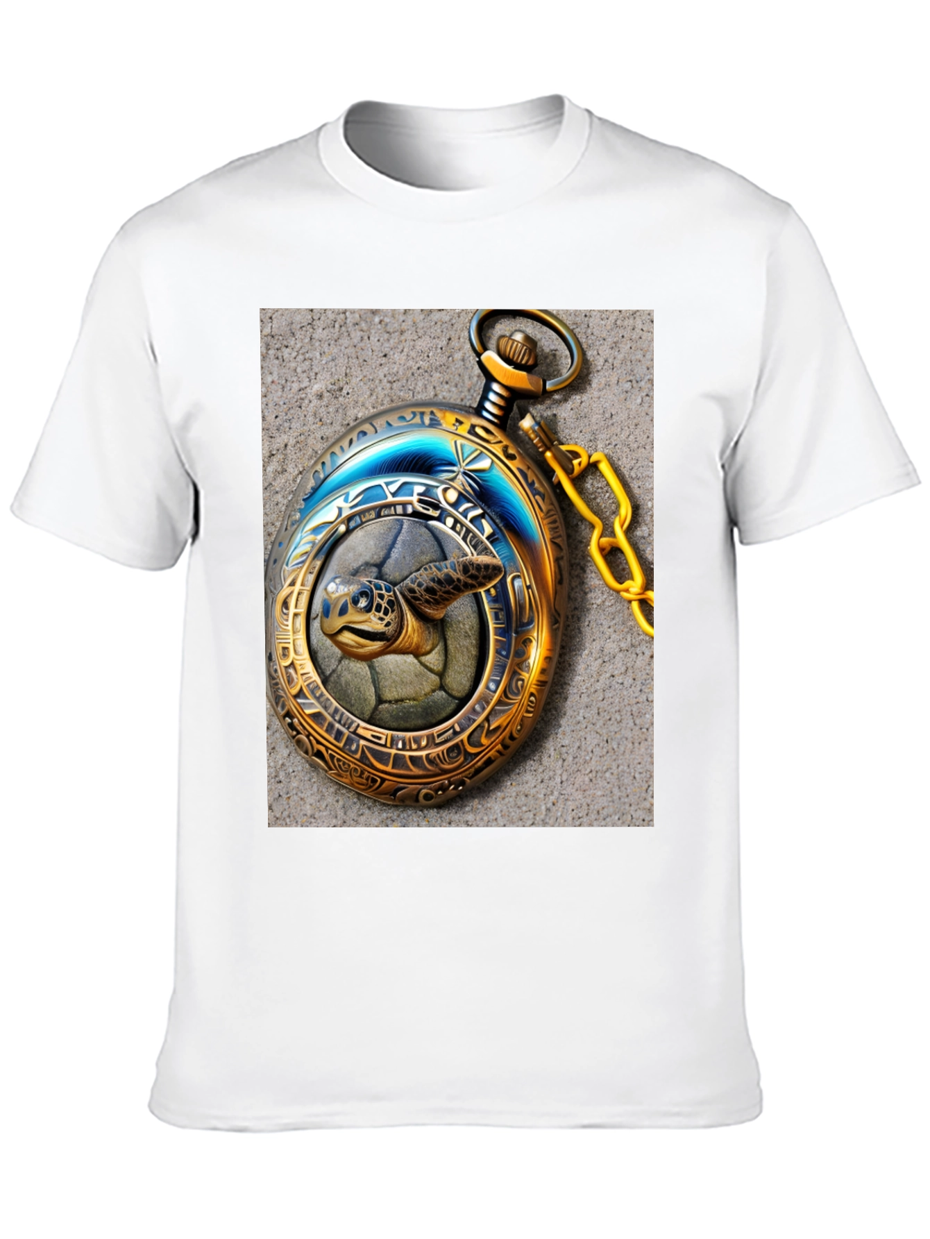 Turtle Time: Unique Pocket Watch Graphic Tee