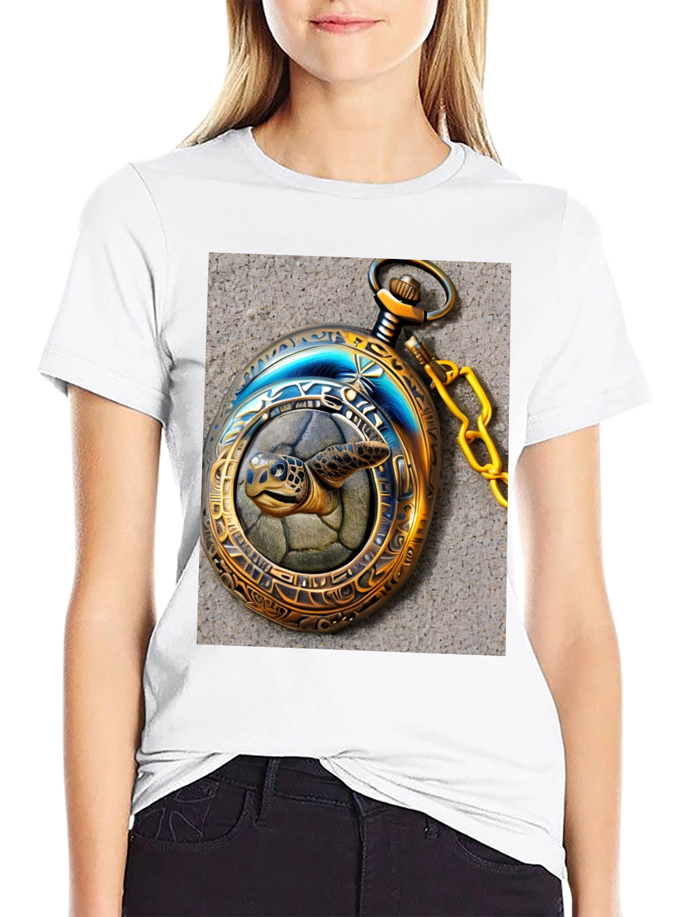 Turtle Time: Unique Pocket Watch Graphic Tee
