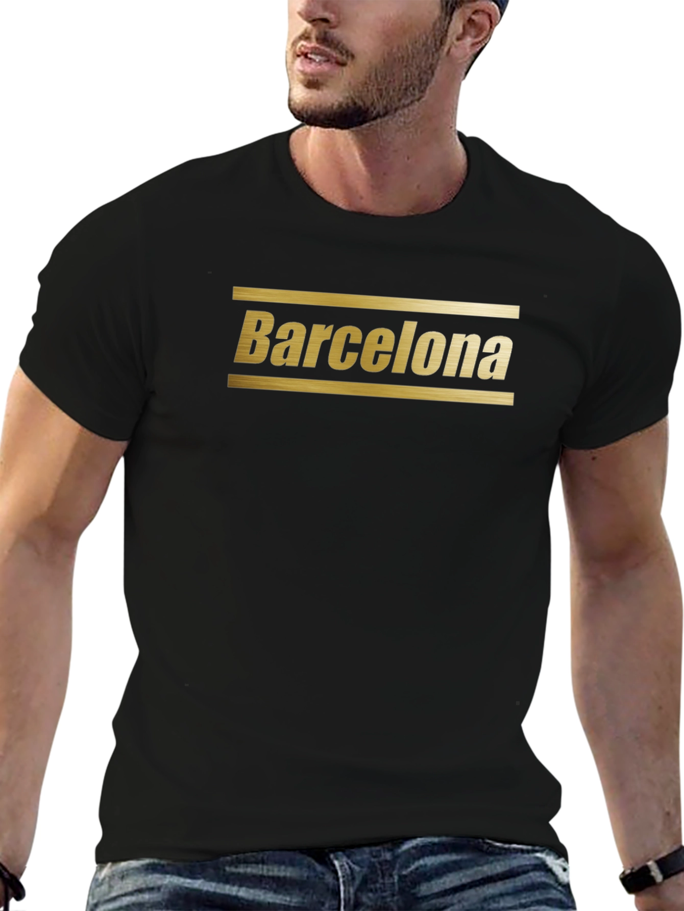 Barcelona Graphic Print Black T-Shirt