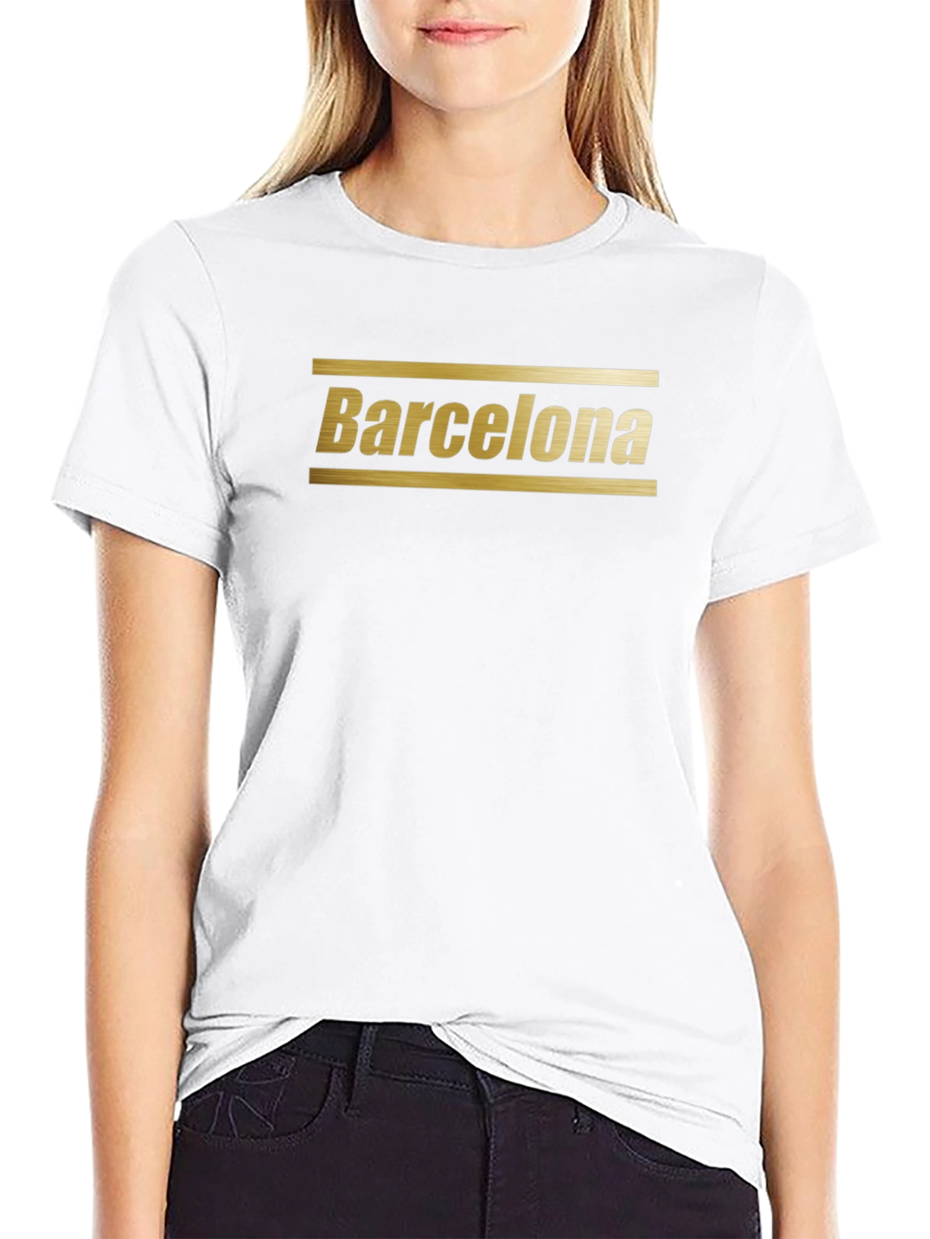 Barcelona Graphic Print Black T-Shirt