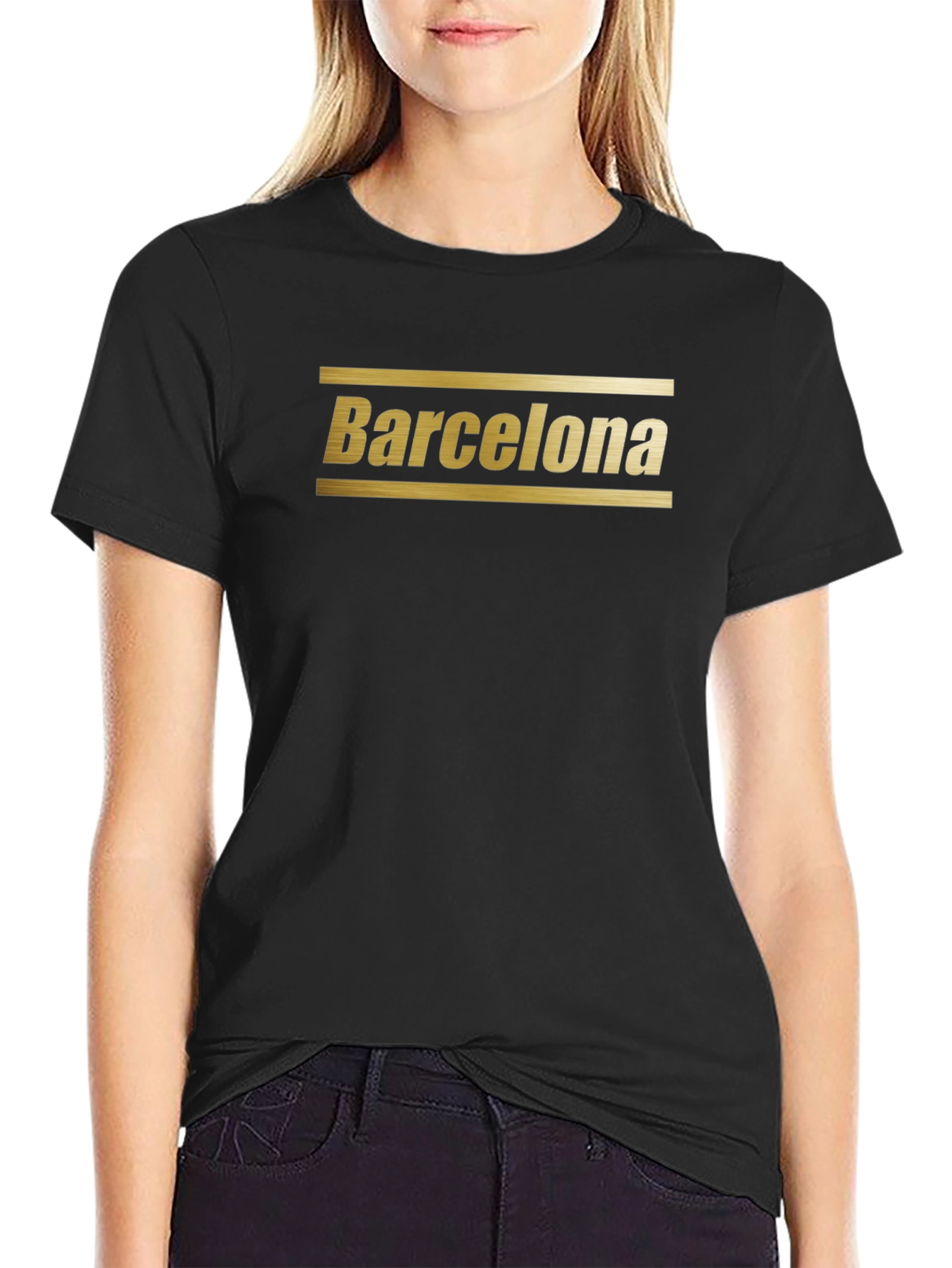 Barcelona Graphic Print Black T-Shirt