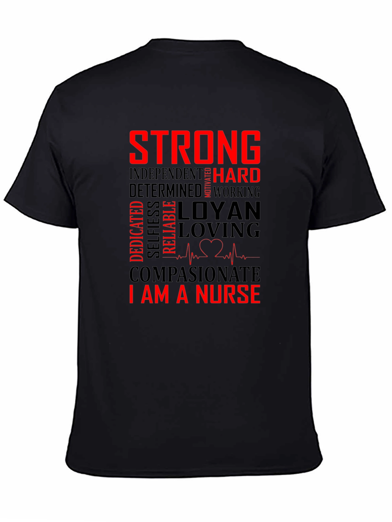 Strong Nurse Graphic T-Shirt Black