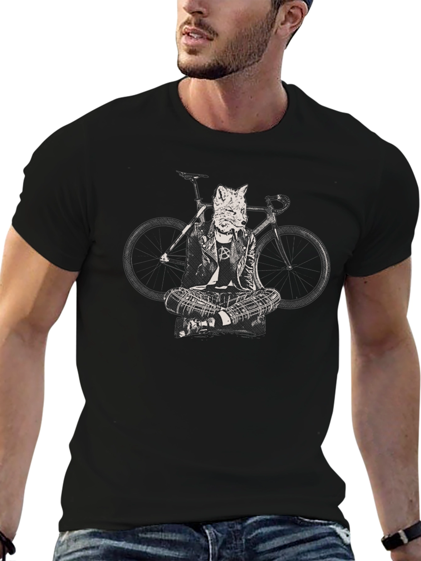 Fox Biker T-Shirt - Cool Animal Design