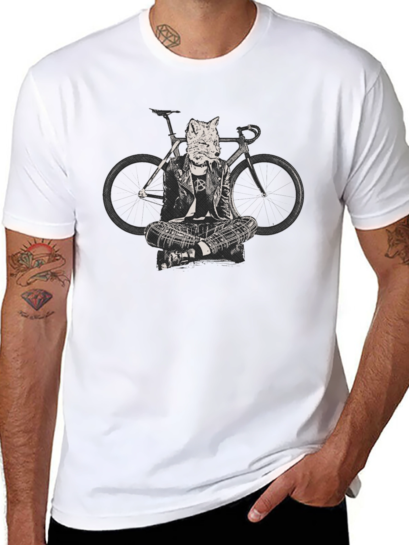 Fox Biker T-Shirt - Cool Animal Design