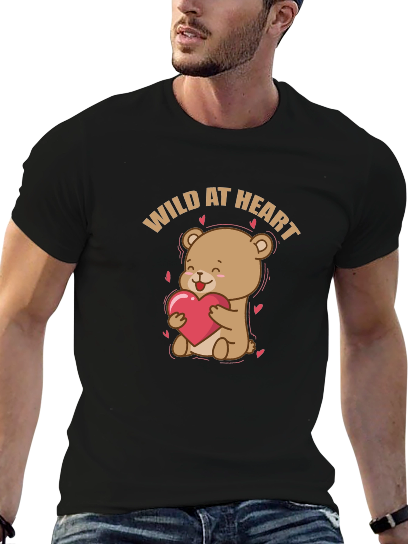 Wild at Heart Bear Graphic Tee - Black