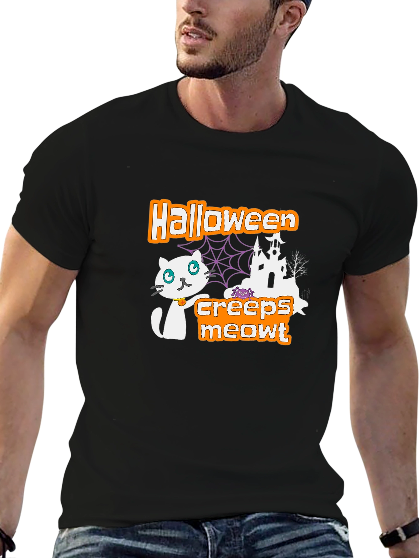 Halloween Creeps Meowt Black T-Shirt