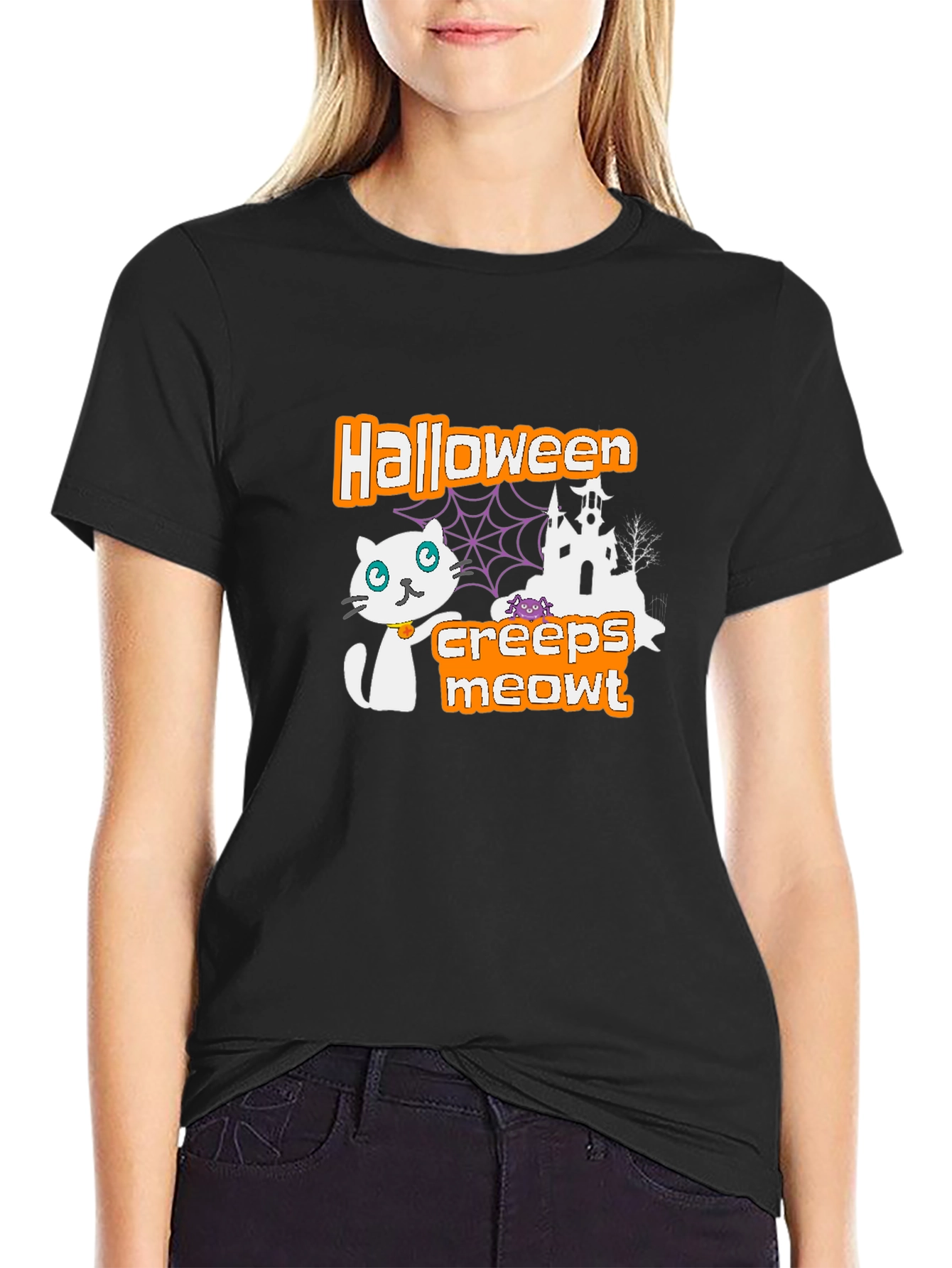 Halloween Creeps Meowt Black T-Shirt