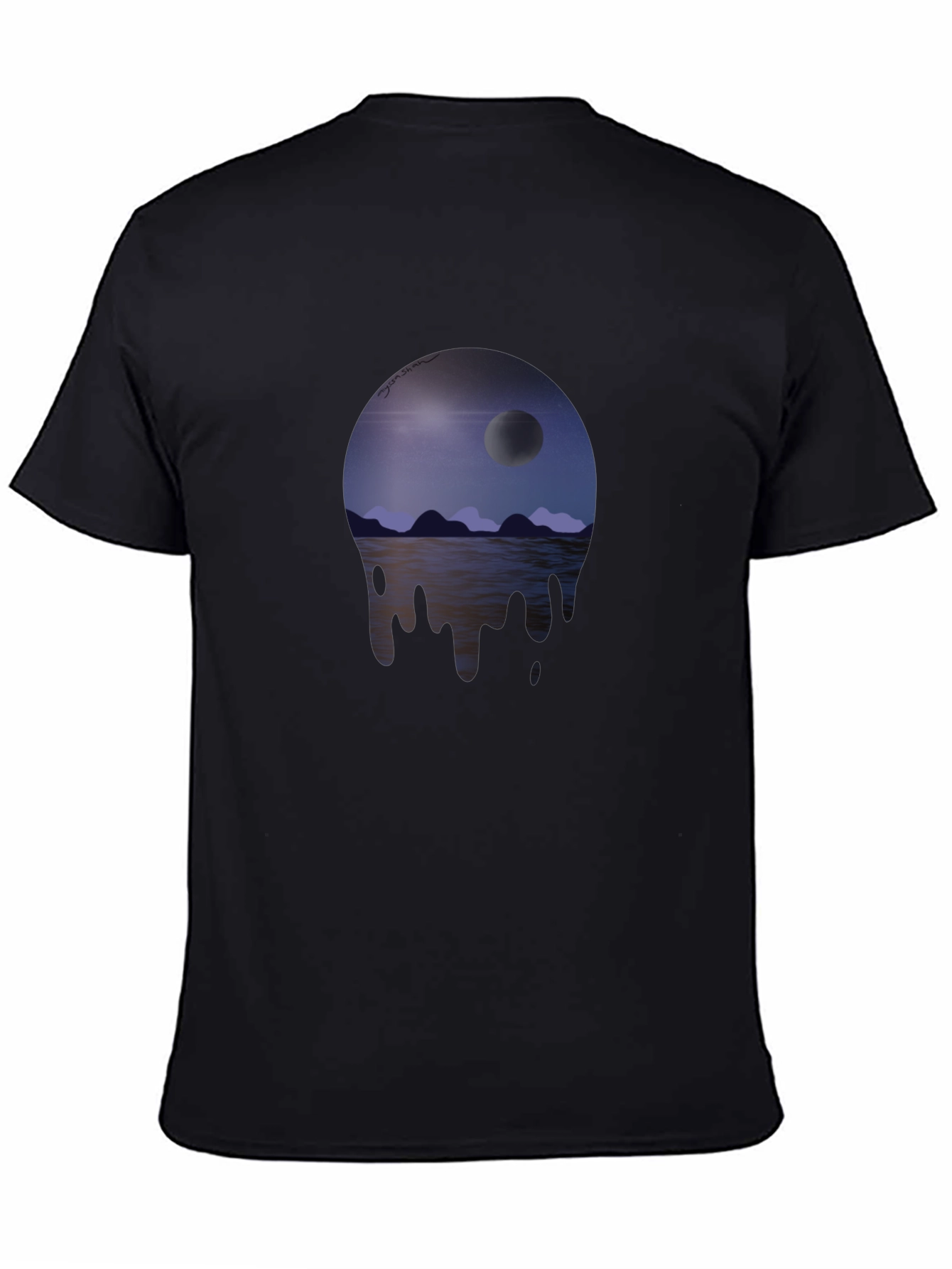 Moonscape Drip Graphic T-Shirt - Unisex Black Tee