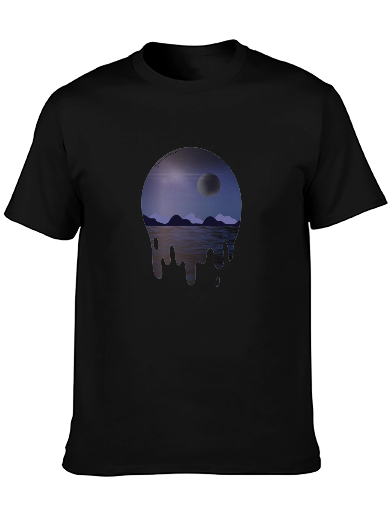 Moonscape Drip Graphic T-Shirt - Unisex Black Tee