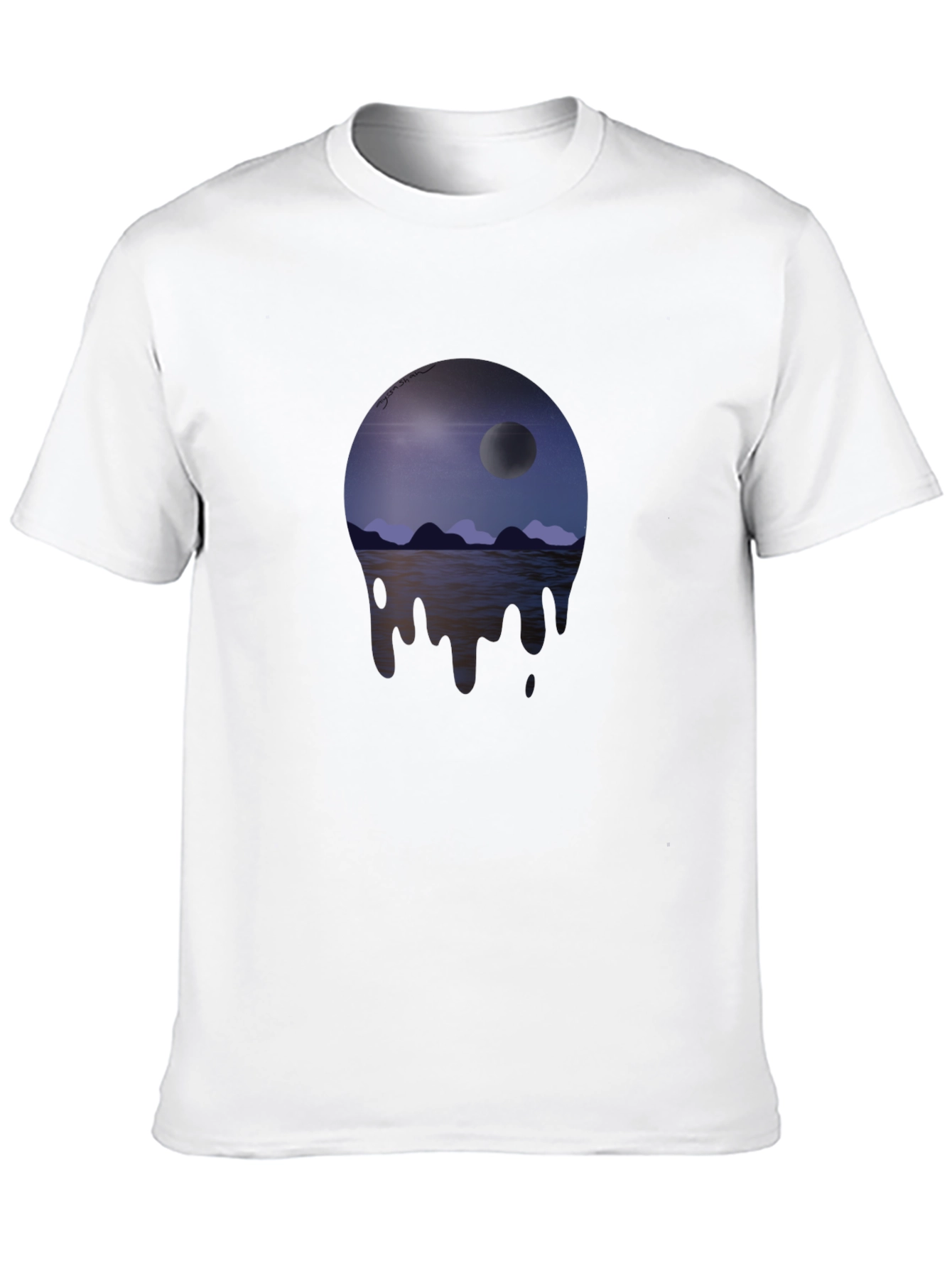 Moonscape Drip Graphic T-Shirt - Unisex Black Tee