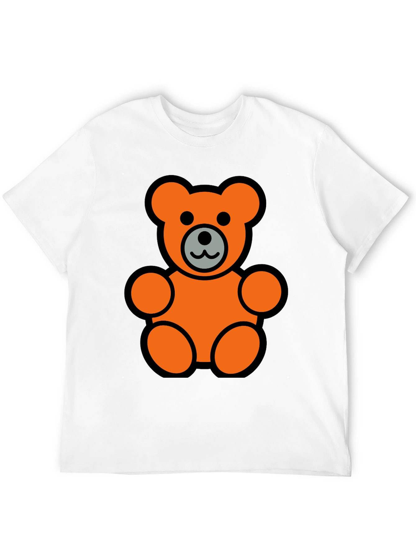Orange Teddy Bear Graphic Black T-Shirt