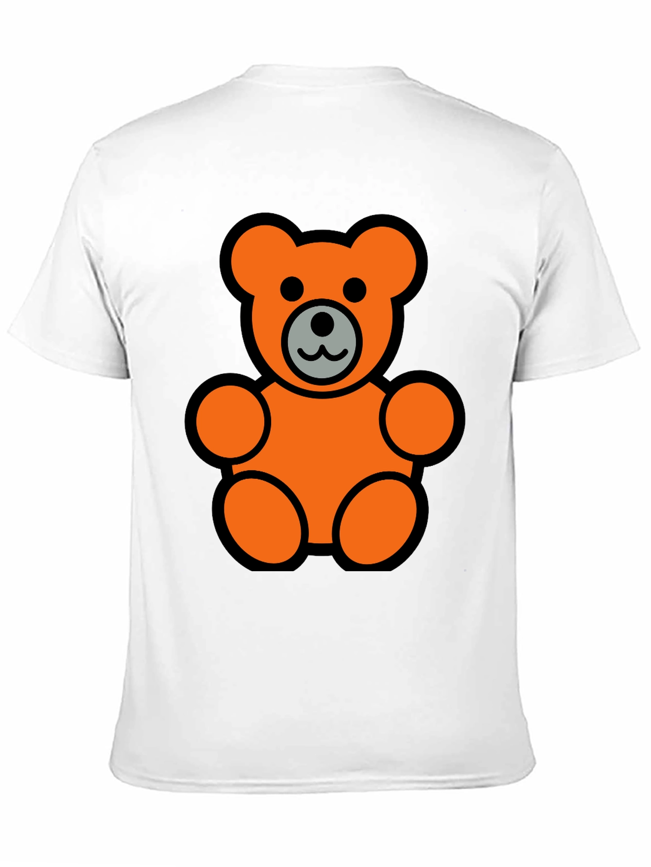 Orange Teddy Bear Graphic Black T-Shirt