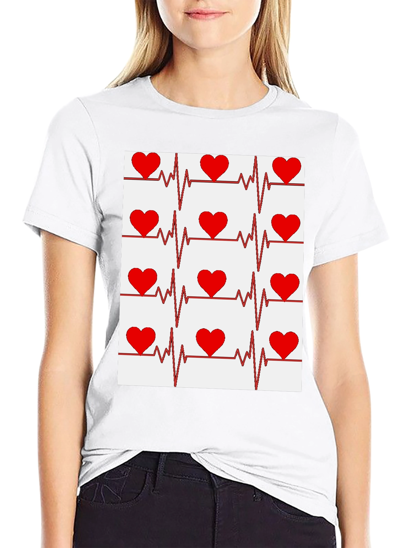 Heartbeat Pattern Graphic T-Shirt