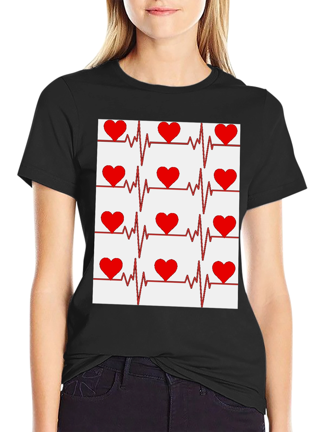 Heartbeat Pattern Graphic T-Shirt