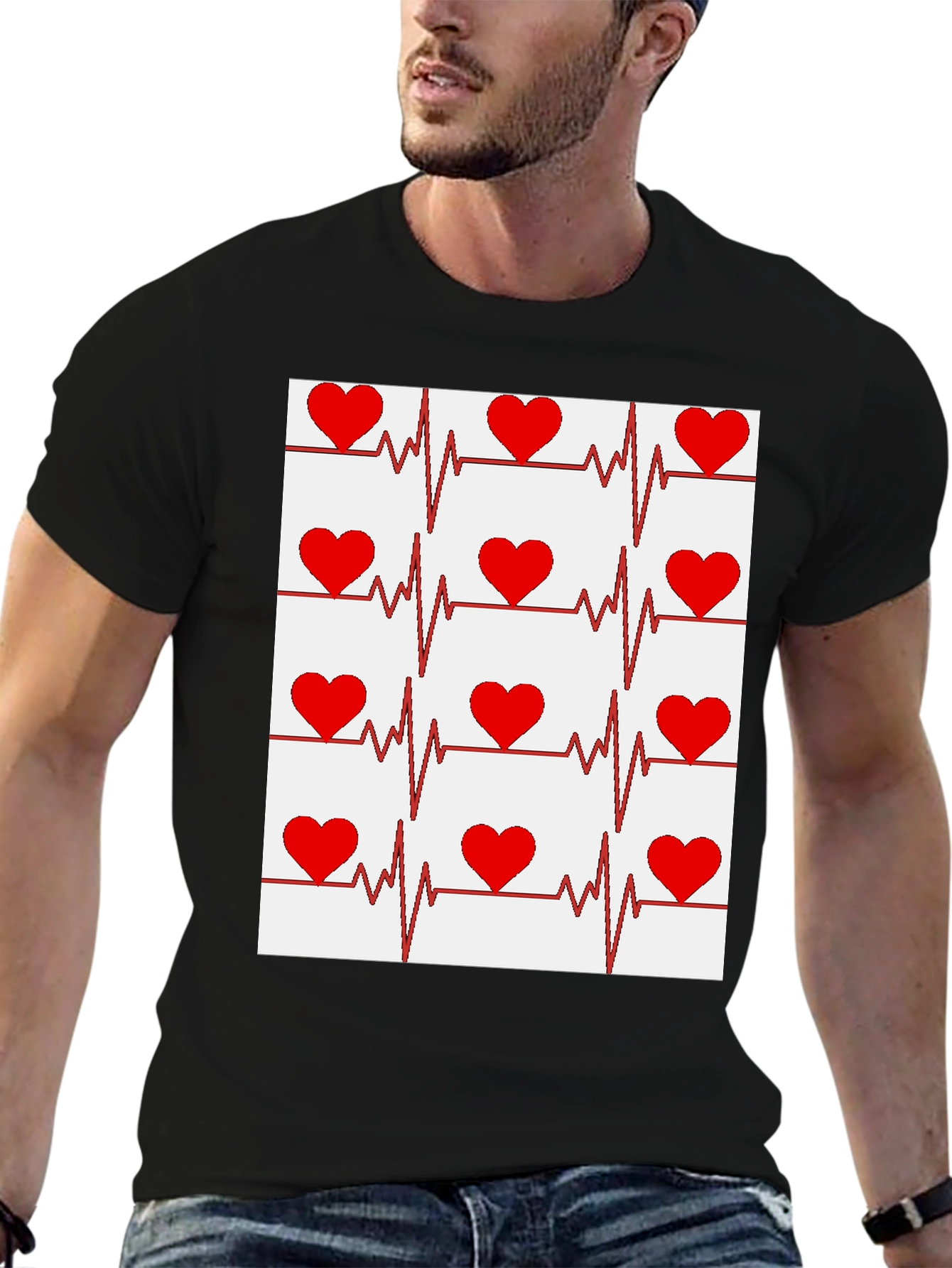 Heartbeat Pattern Graphic T-Shirt