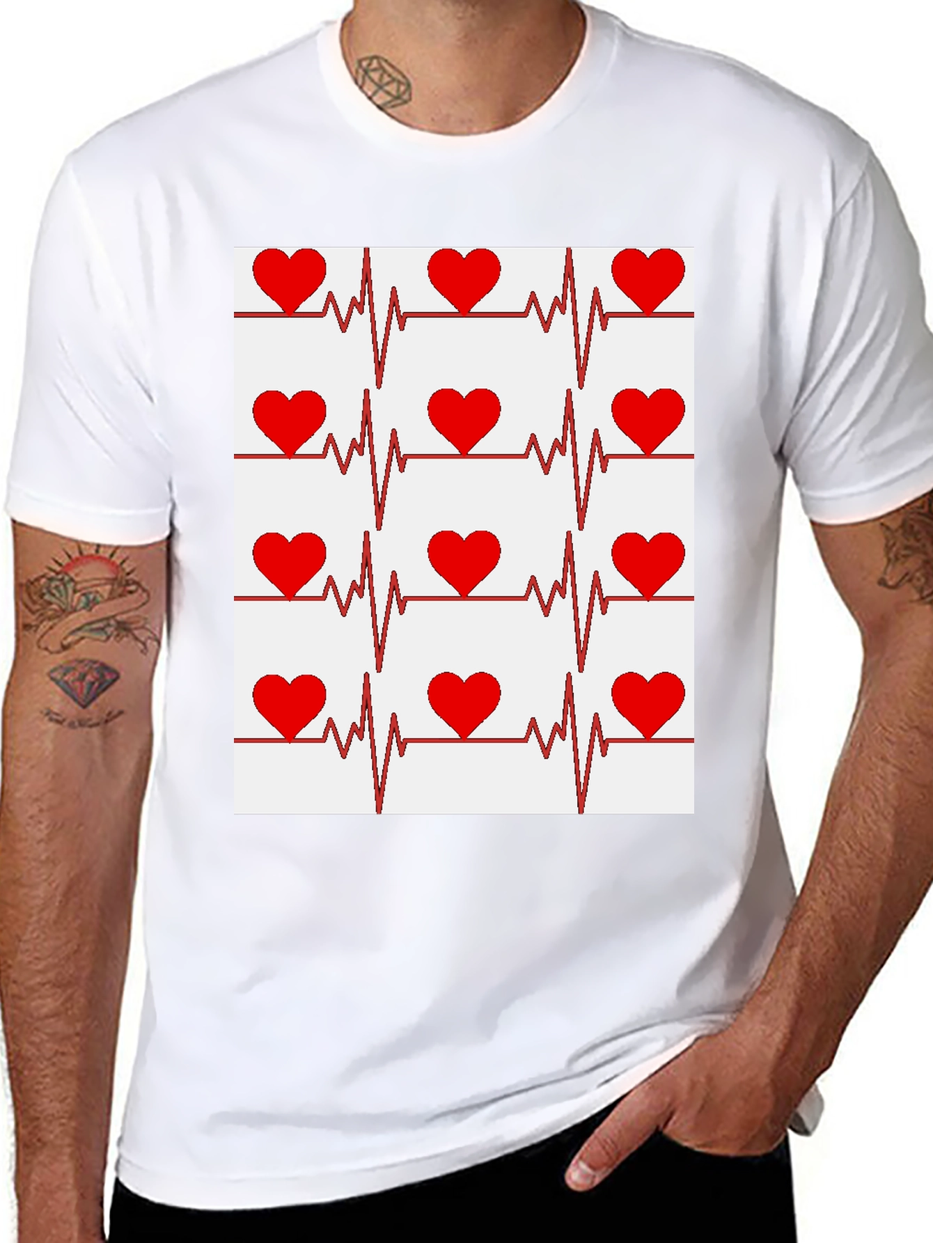 Heartbeat Pattern Graphic T-Shirt