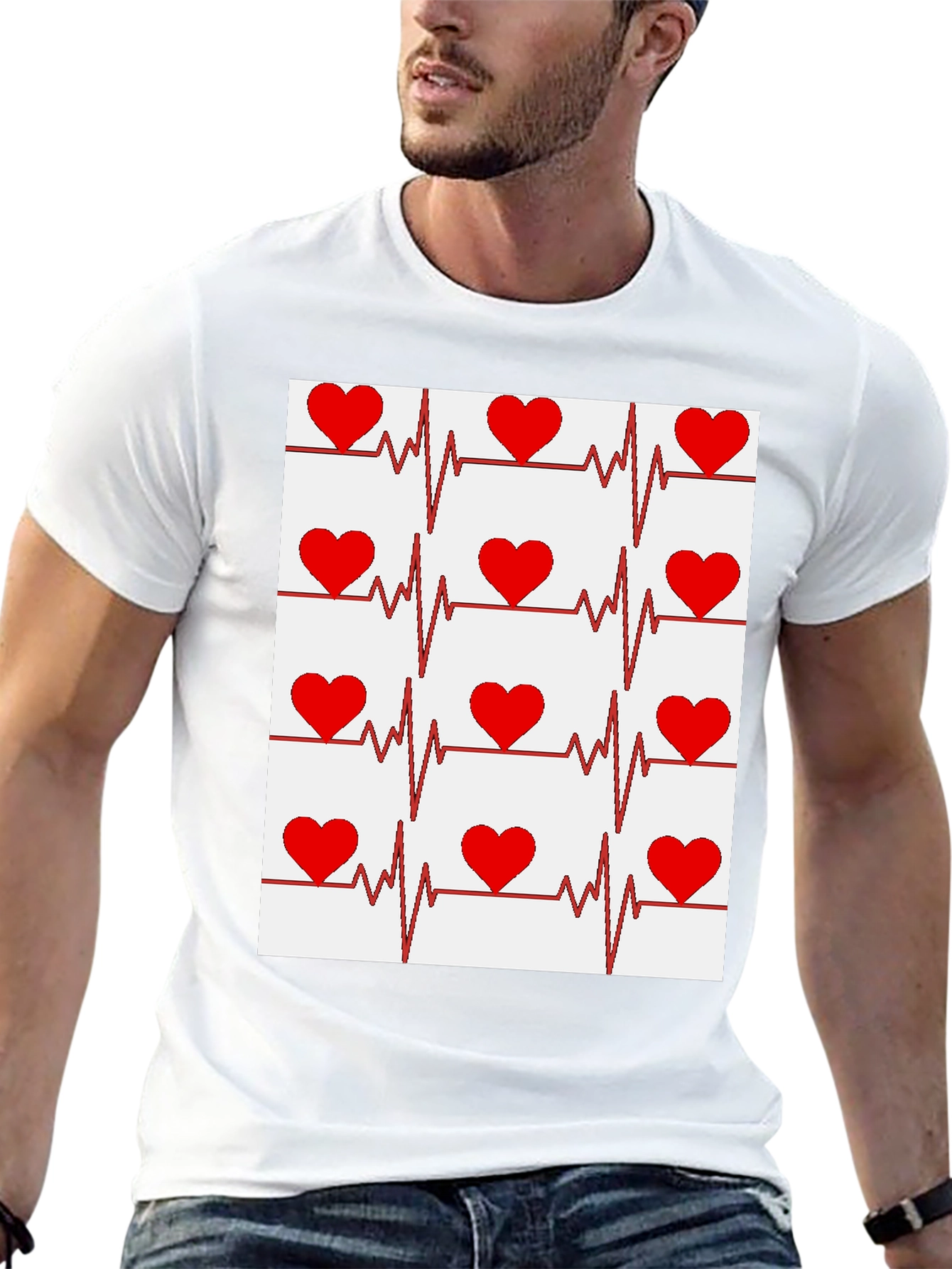 Heartbeat Pattern Graphic T-Shirt