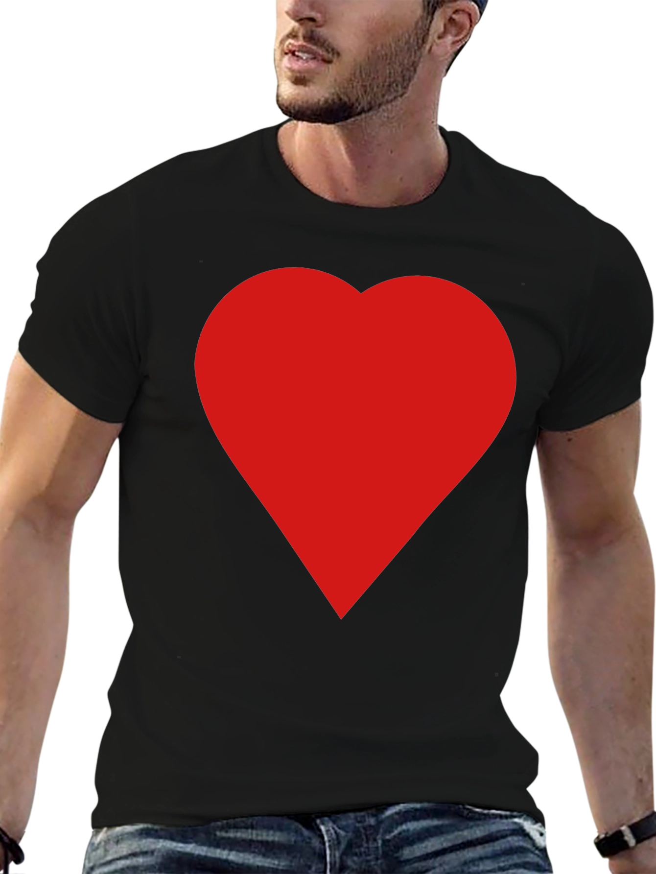 Heart Graphic Black T-Shirt for Men