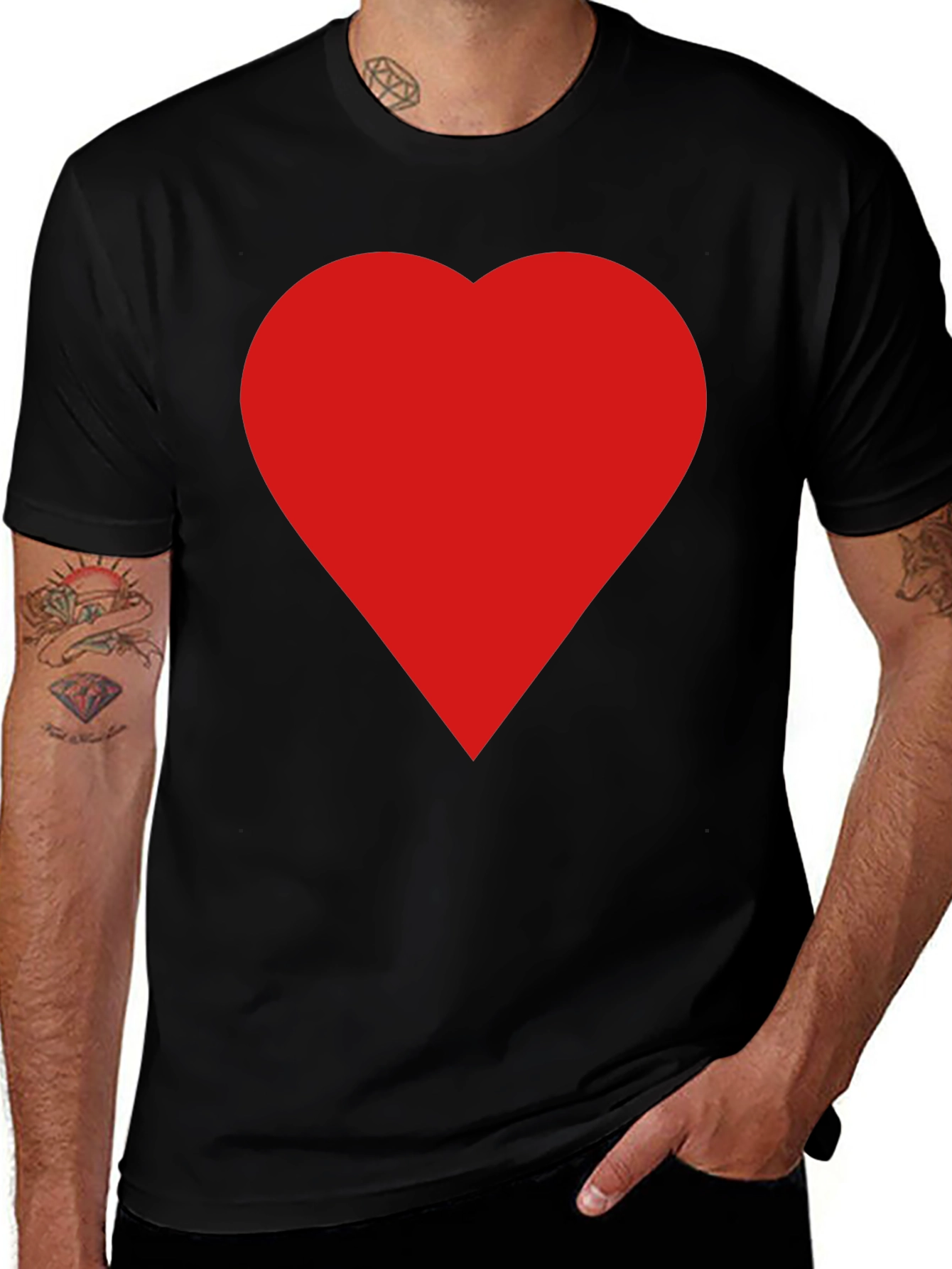 Heart Graphic Black T-Shirt for Men