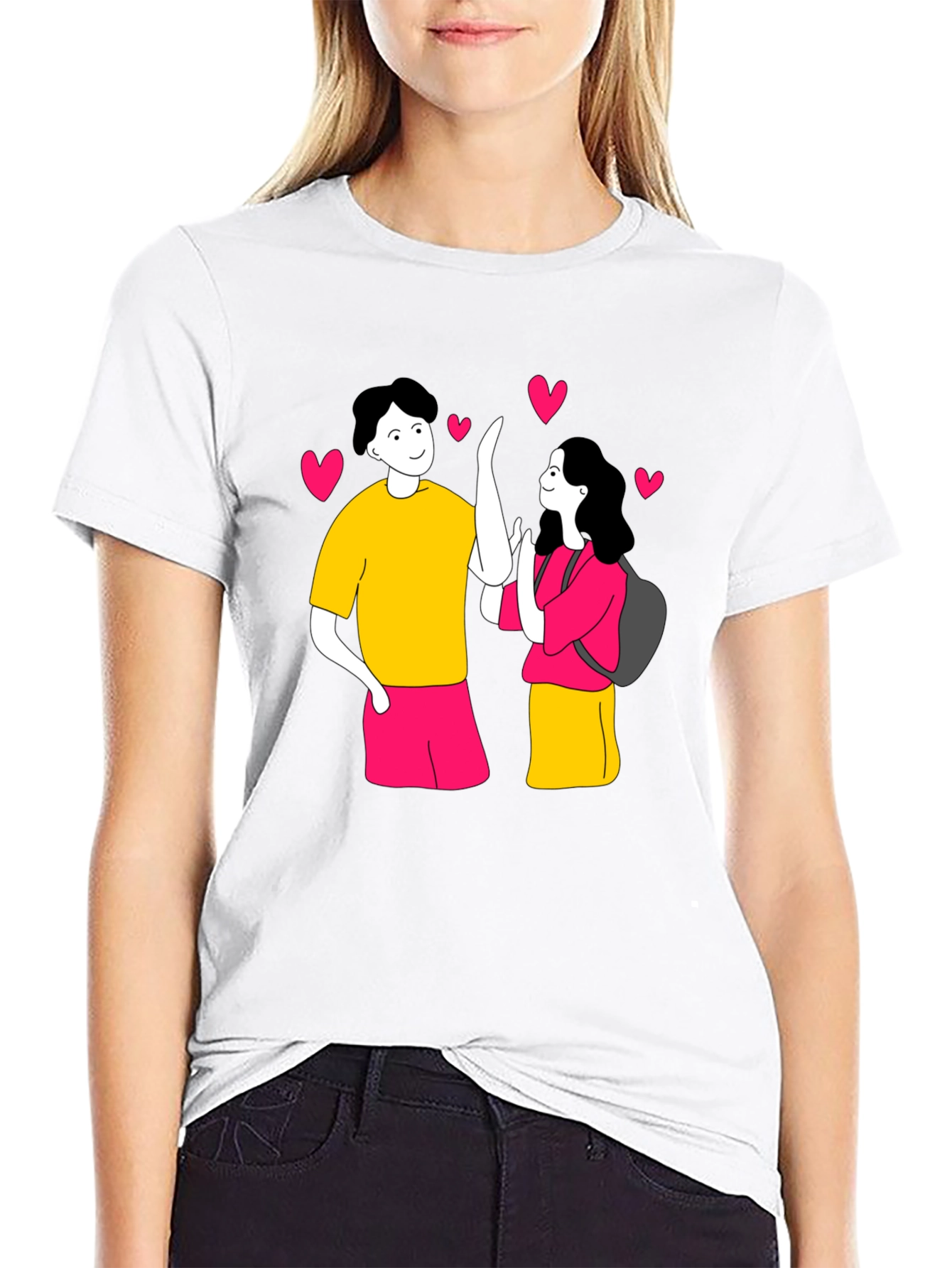 Couple Cartoon Graphic T-Shirt