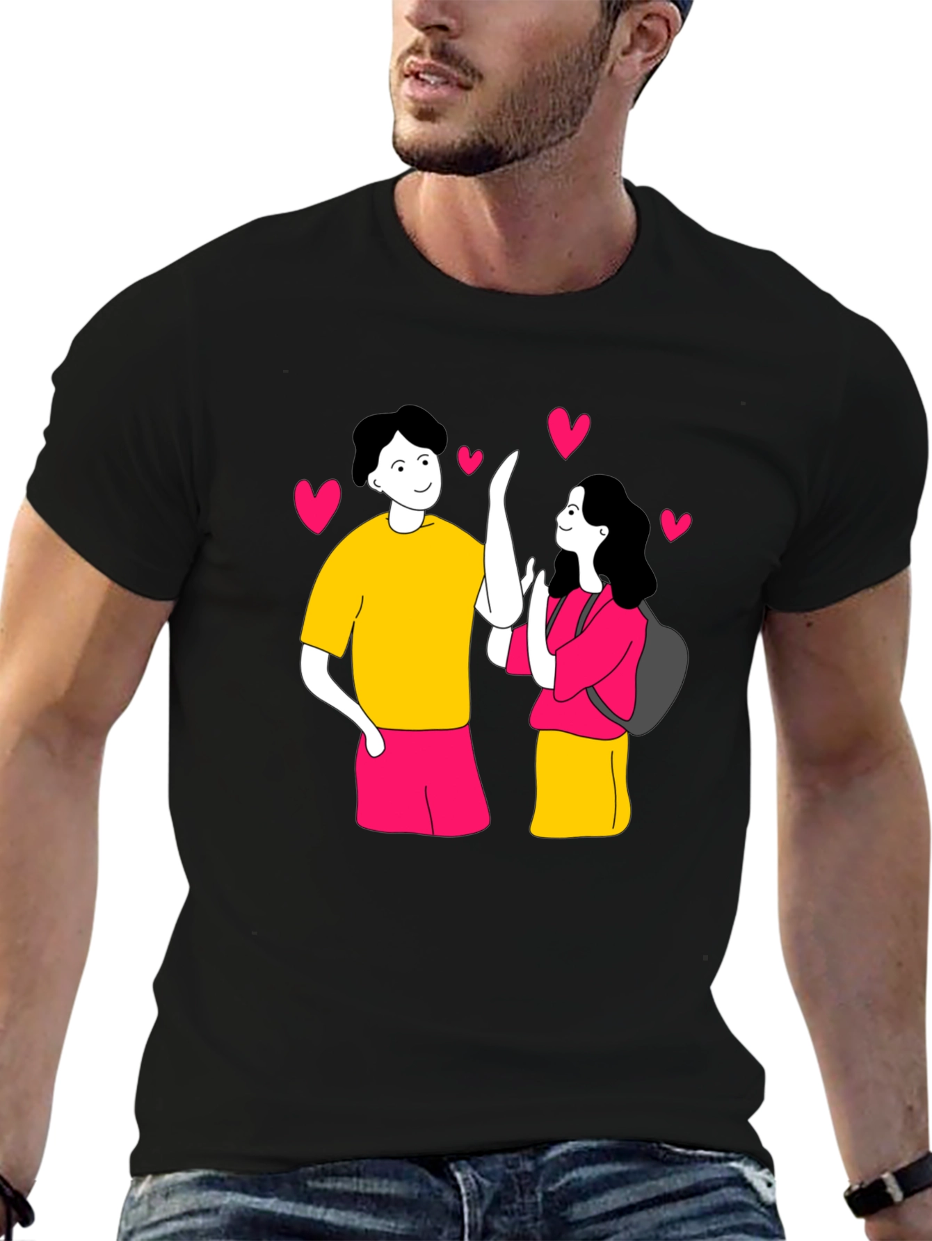 Couple Cartoon Graphic T-Shirt