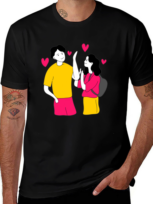 Couple Cartoon Graphic T-Shirt