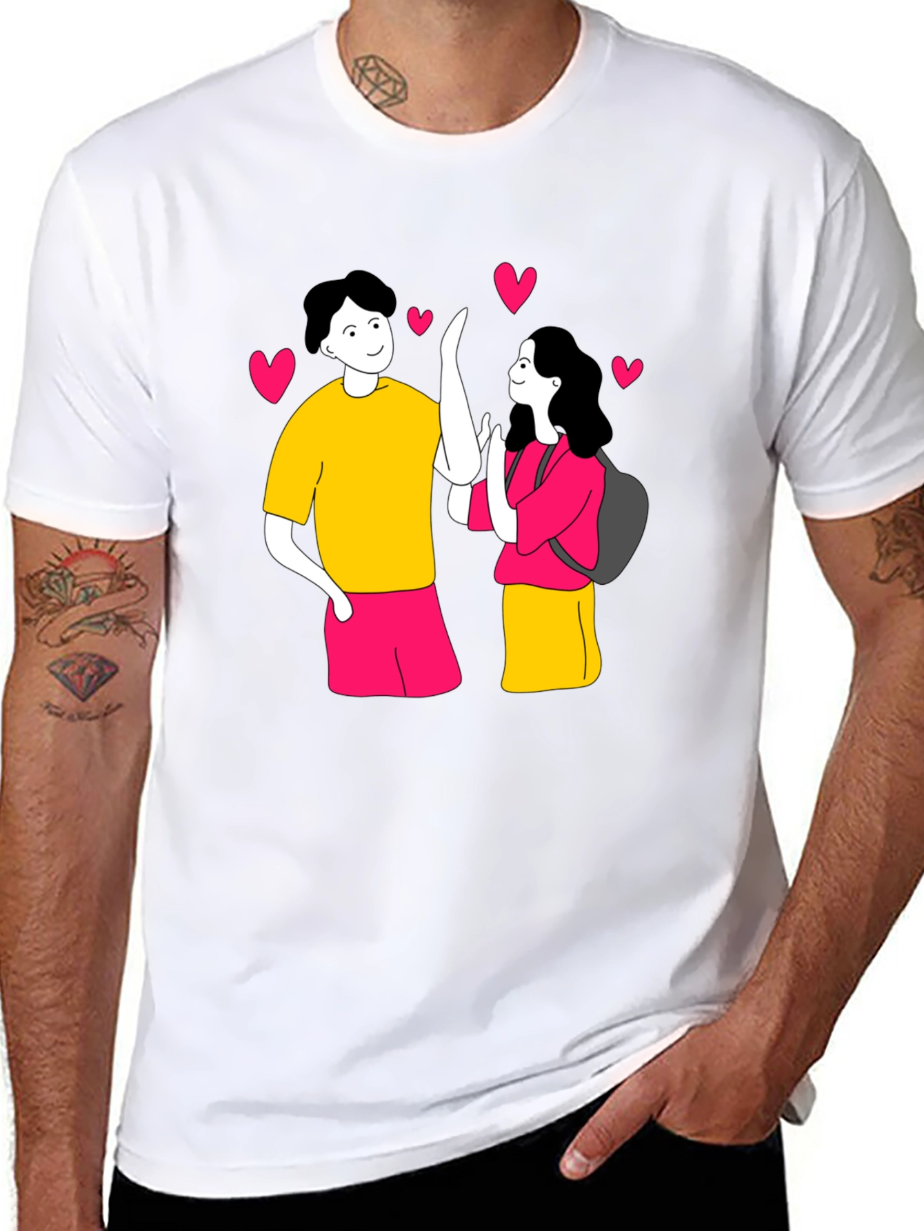 Couple Cartoon Graphic T-Shirt