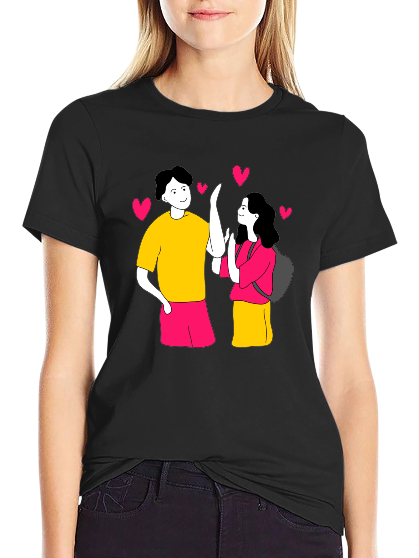 Couple Cartoon Graphic T-Shirt