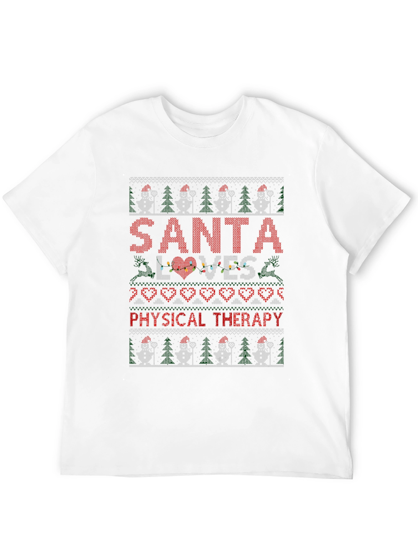 Santa Loves Physical Therapy Christmas Ugly T-Shirt