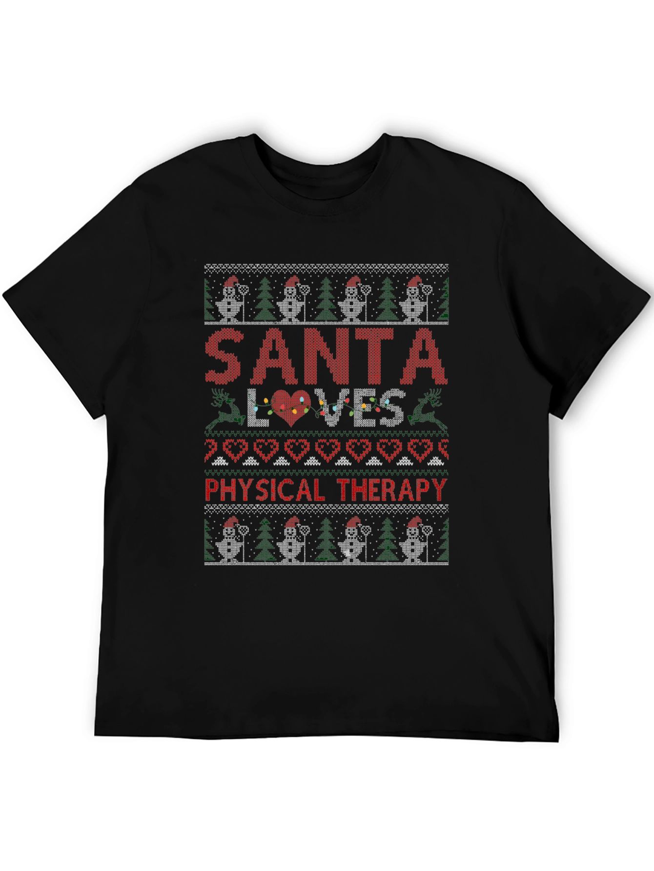 Santa Loves Physical Therapy Christmas Ugly T-Shirt