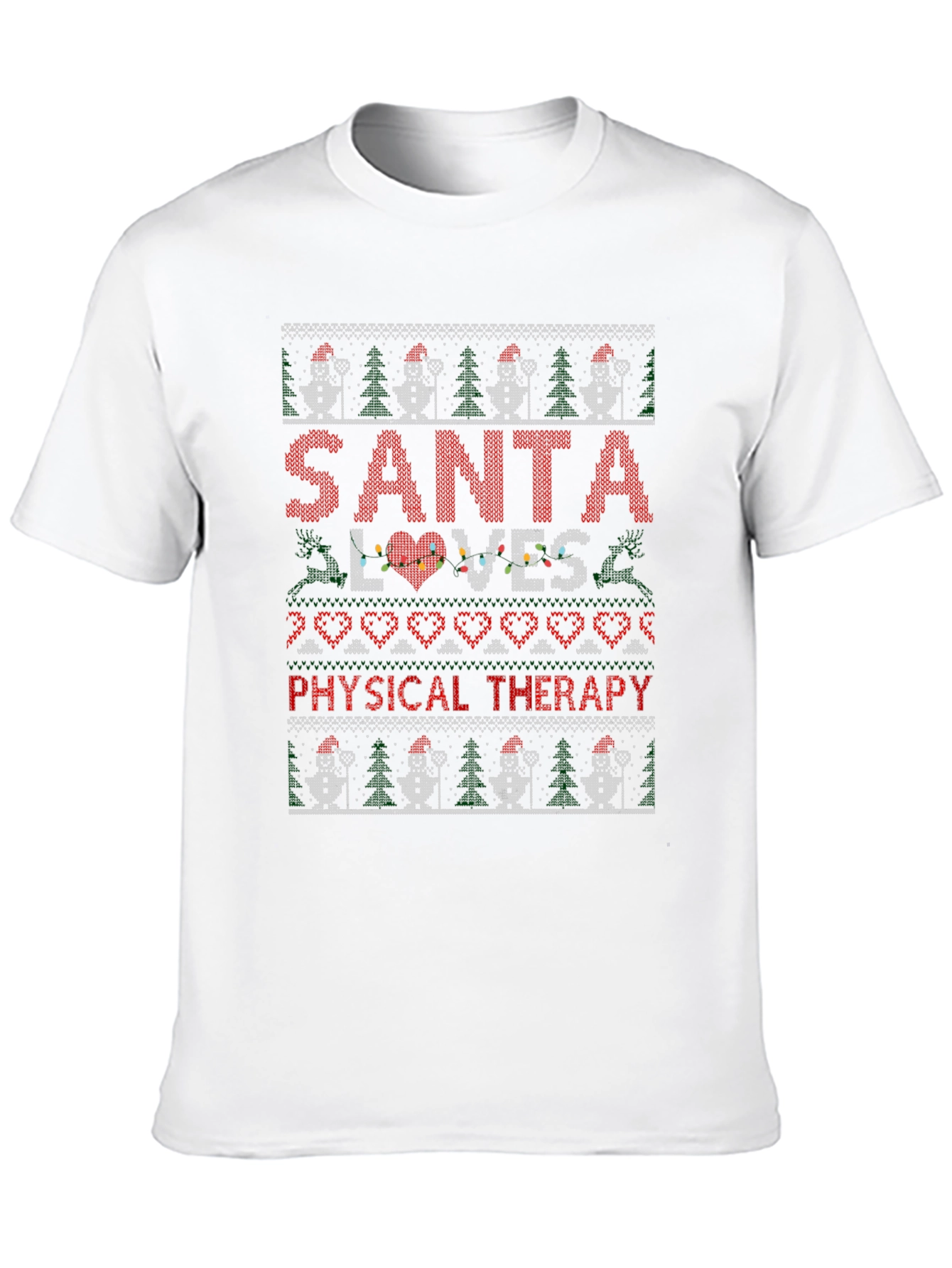Santa Loves Physical Therapy Christmas Ugly T-Shirt