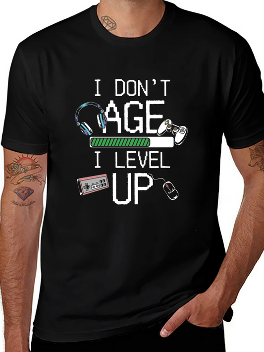 I Dont Age I Level Up T-Shirt Gamer Black
