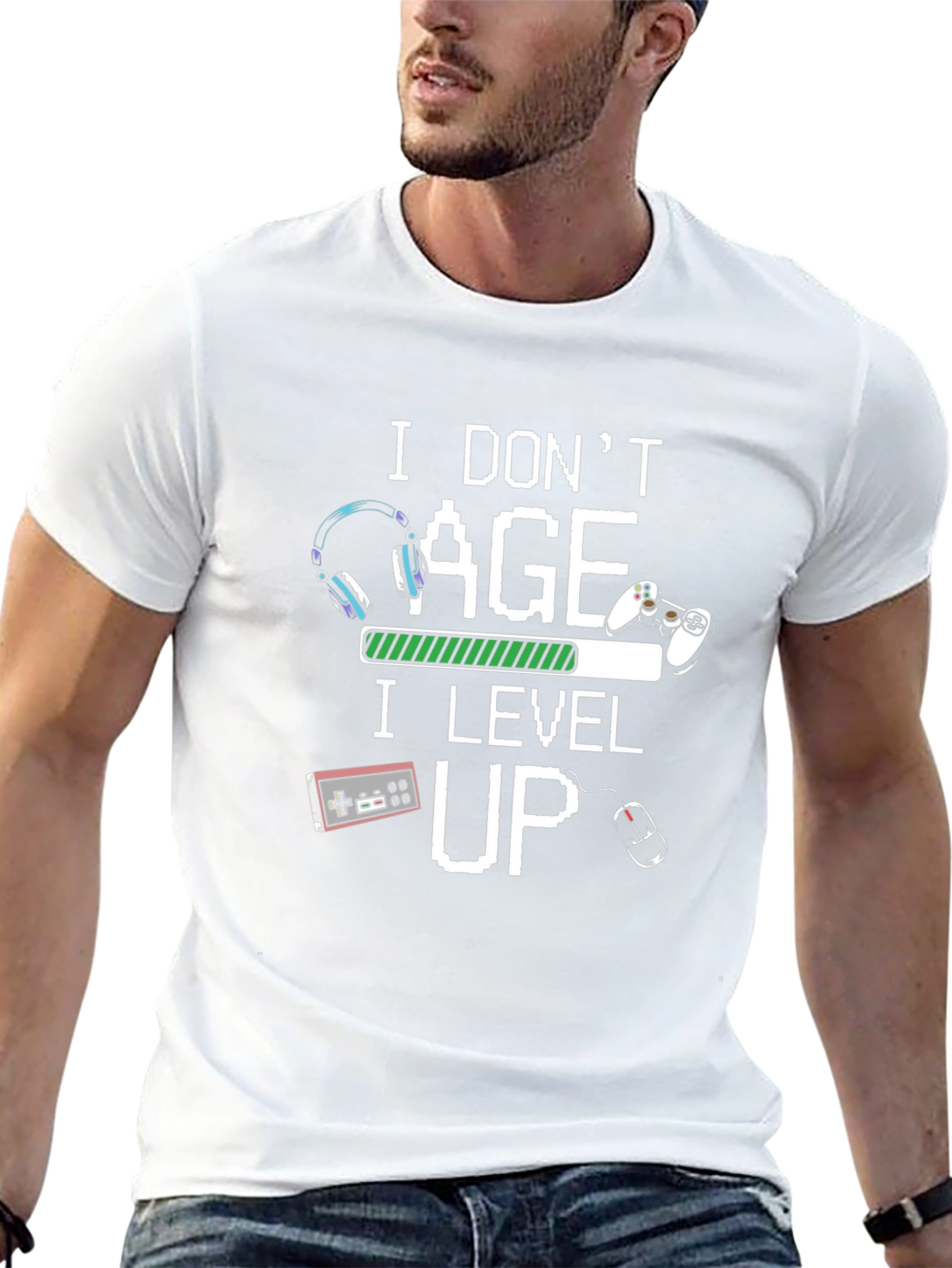 I Dont Age I Level Up T-Shirt Gamer Black